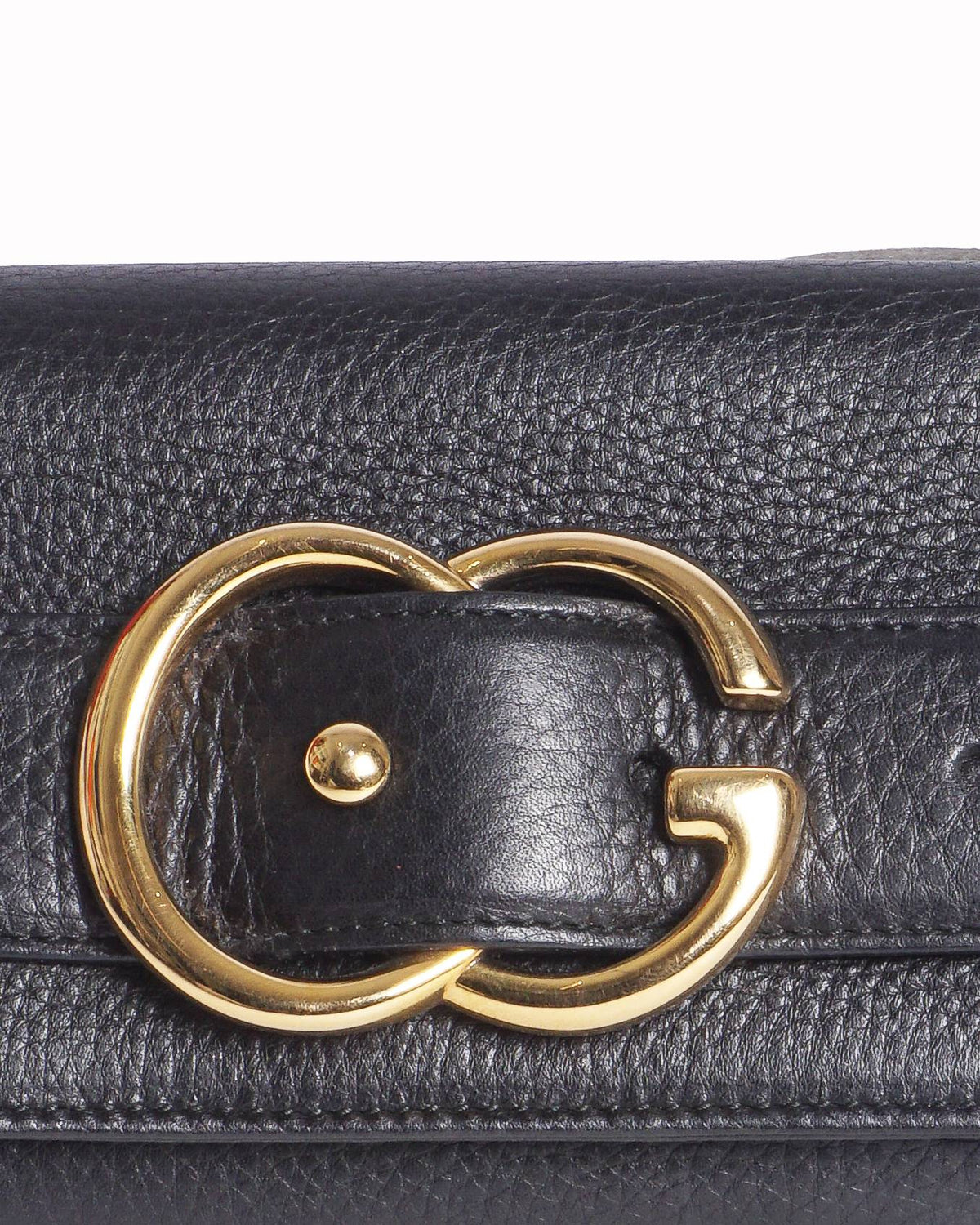 Gucci Black Pebbled Leather Interlocking G Buckle Clutch
