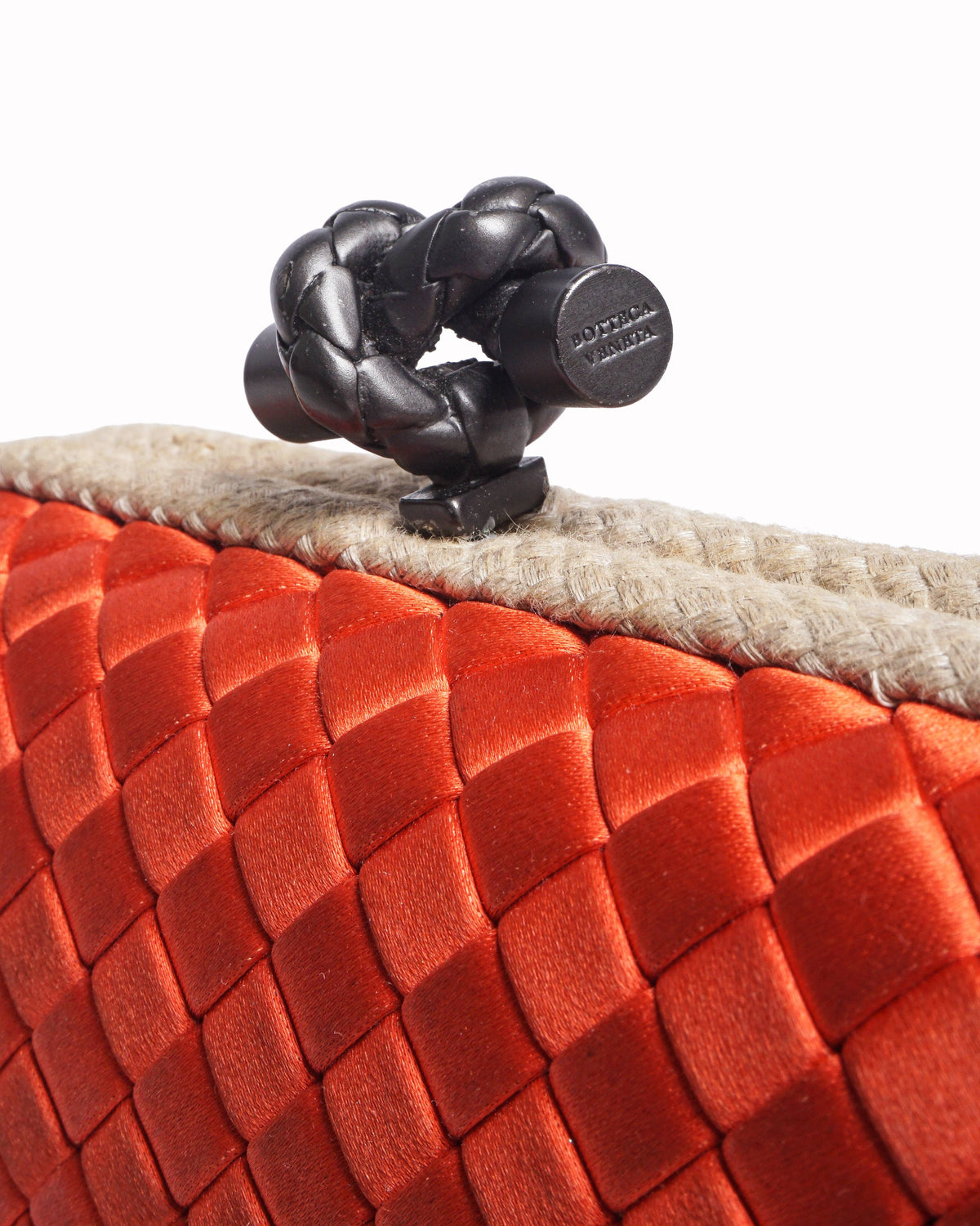 Bottega Veneta Red Intrecciato Knot Clutch Bag