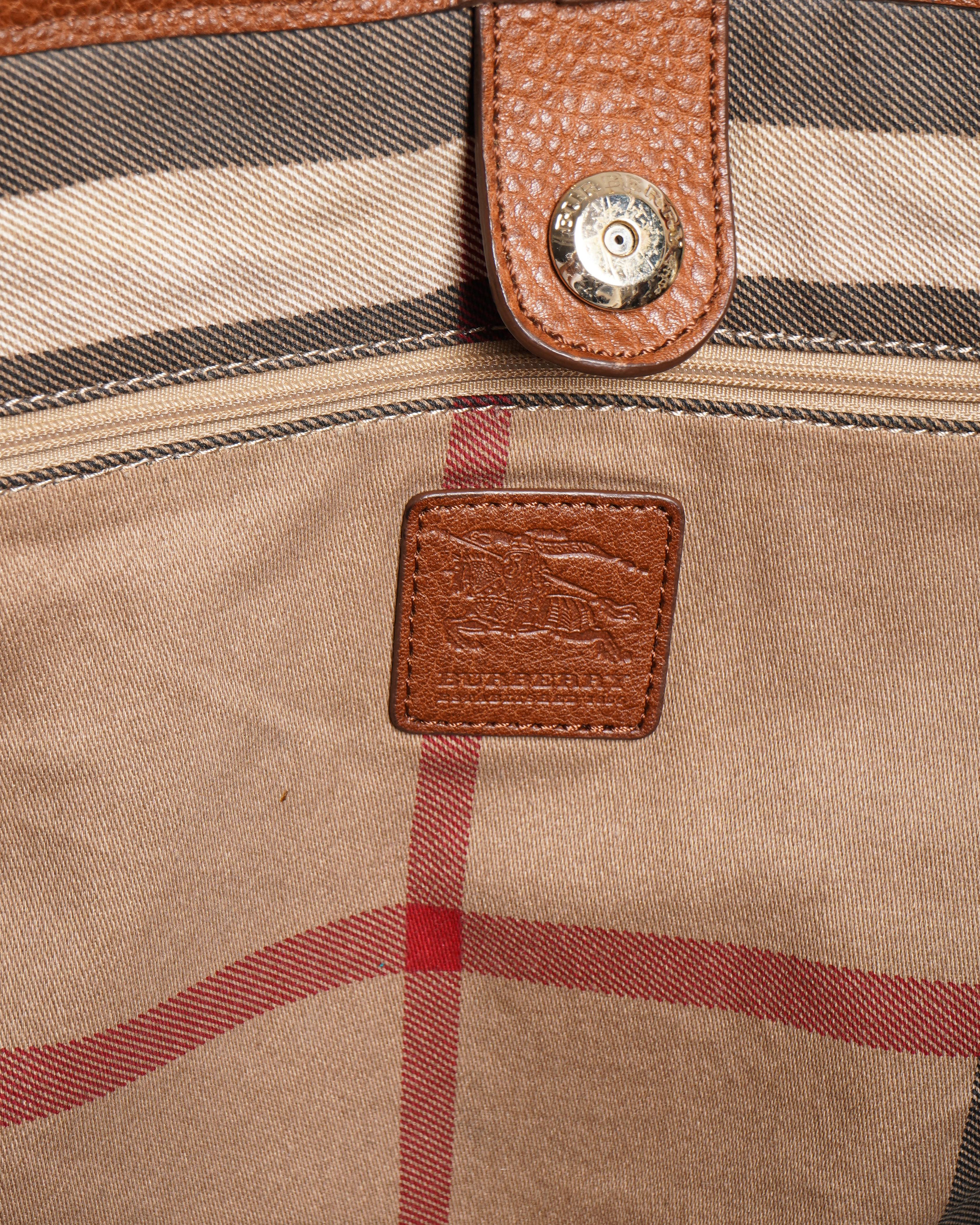 Burberry Brown Nylon Tote Bag Beige Dark brown