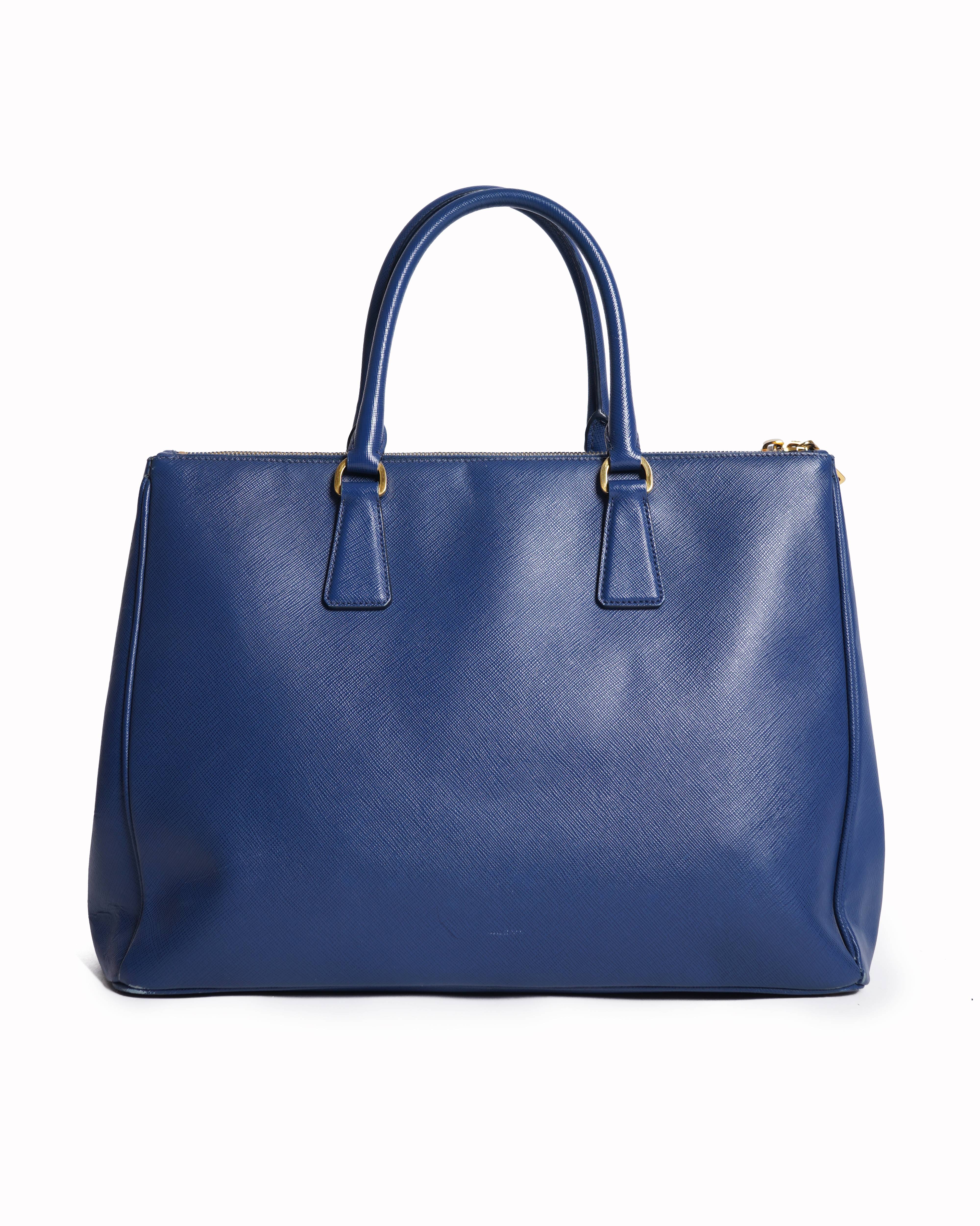 Prada Blue Saffiano Lux Leather Small Promenade Bag