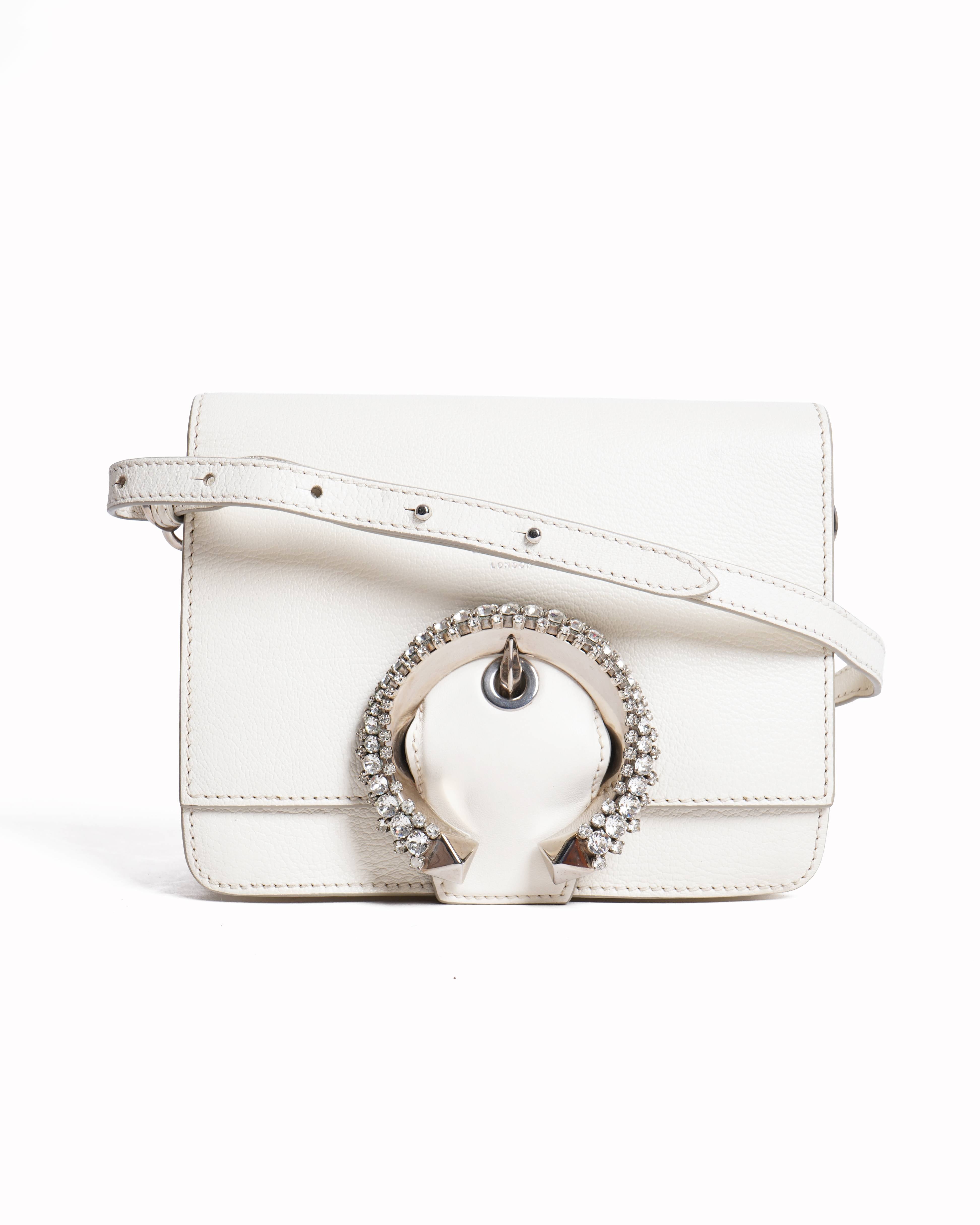 Jimmy choo leather crystal embellished madeline crossbody bag
