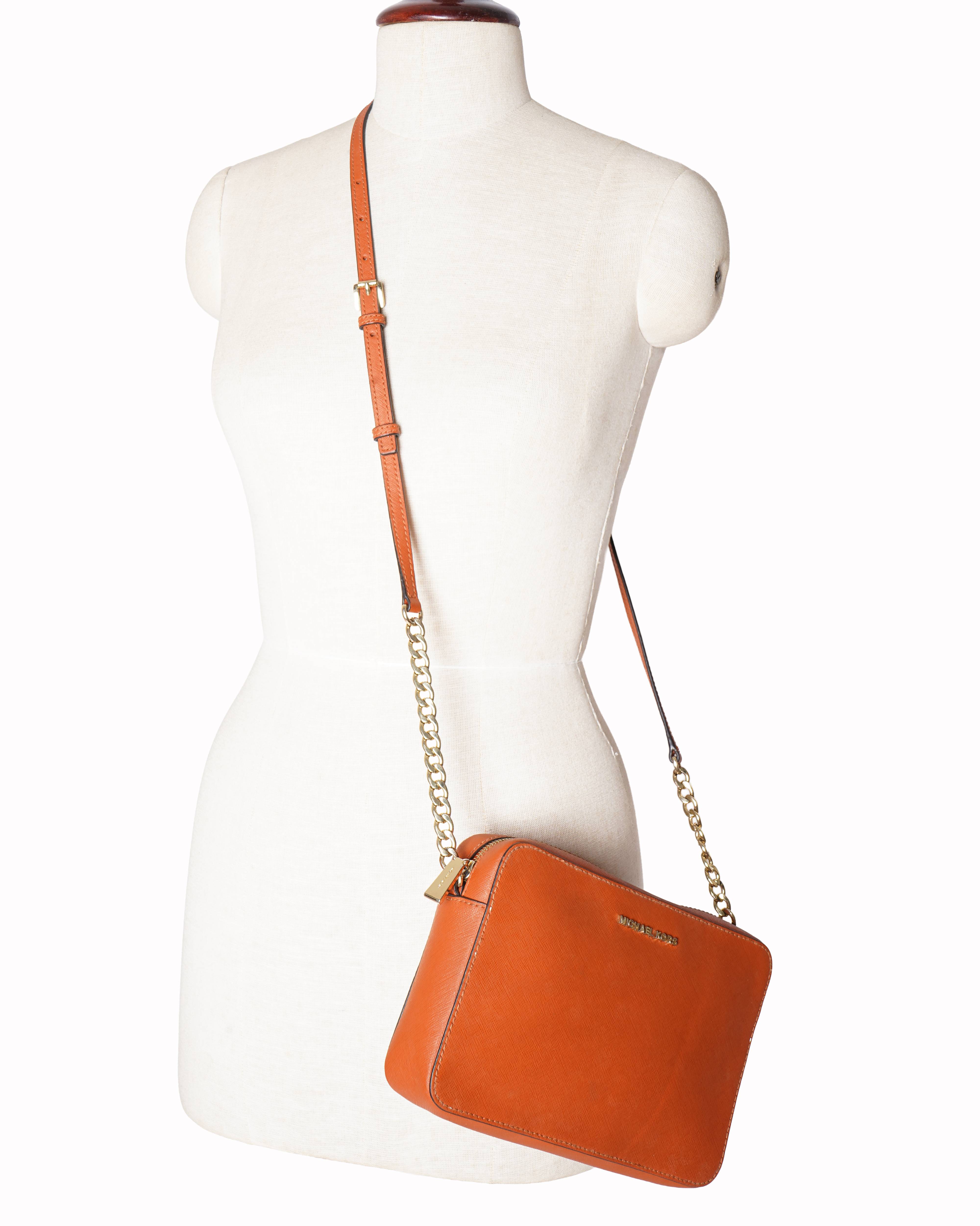Michael Kors Jet Set Crossbody Bag In Coral Orange