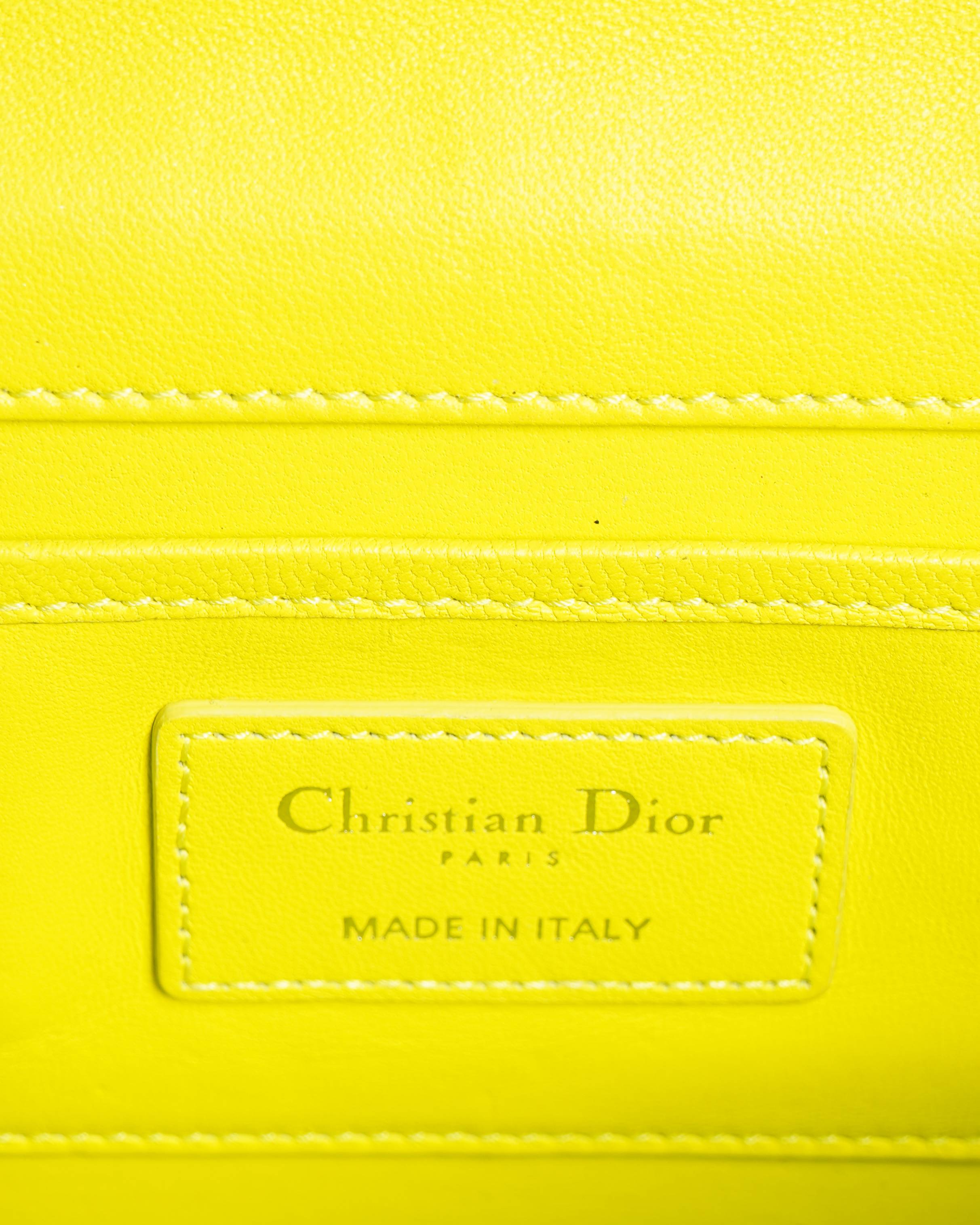 Christian dior blue cannage quilted wallet on chain