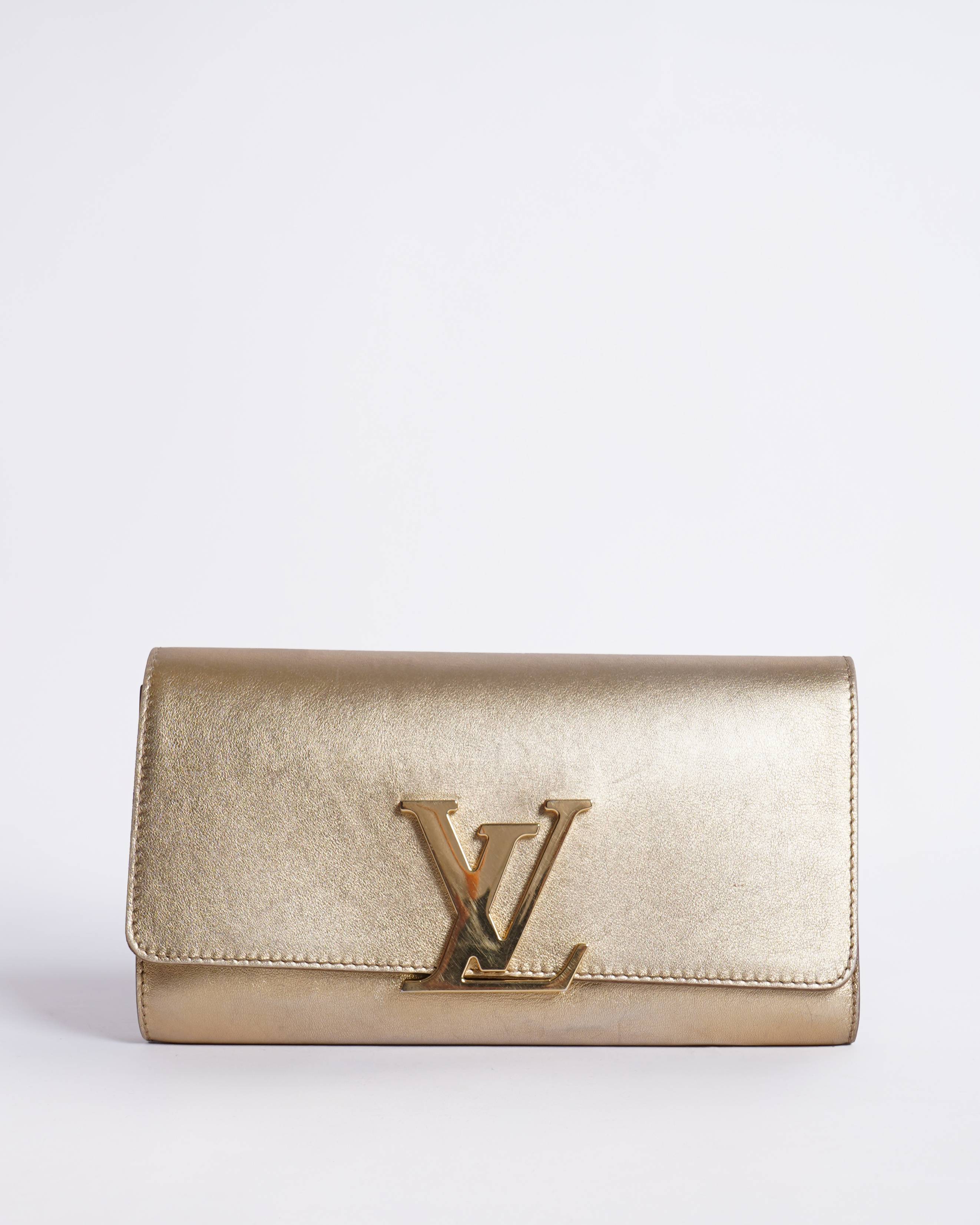 Louis Vuitton Metallic Gold Leather Louise Clutch