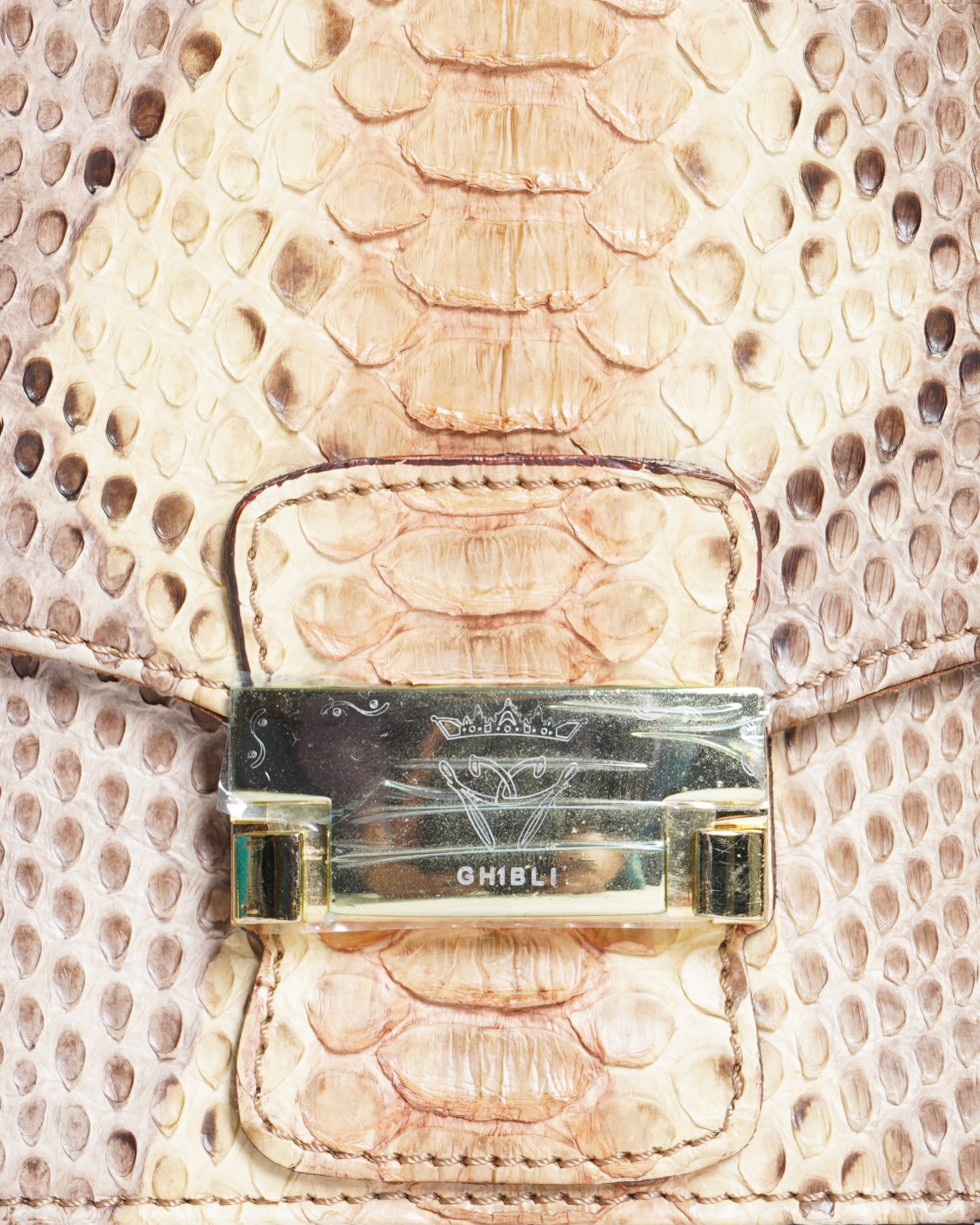 Ghibli Brown Paillette Python Leather Crossbody Bag