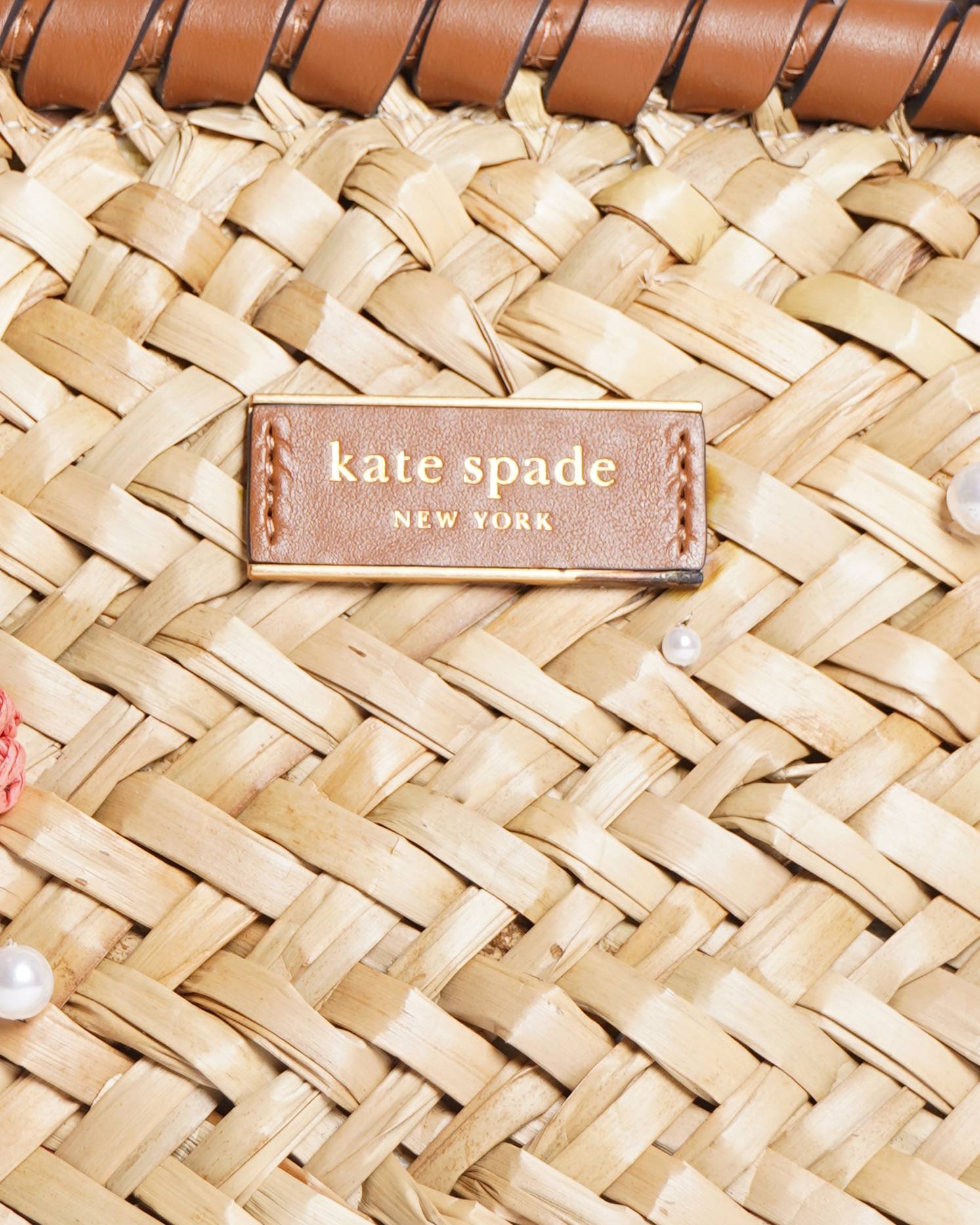 Kate spade what the shell embellished straw large tote bag