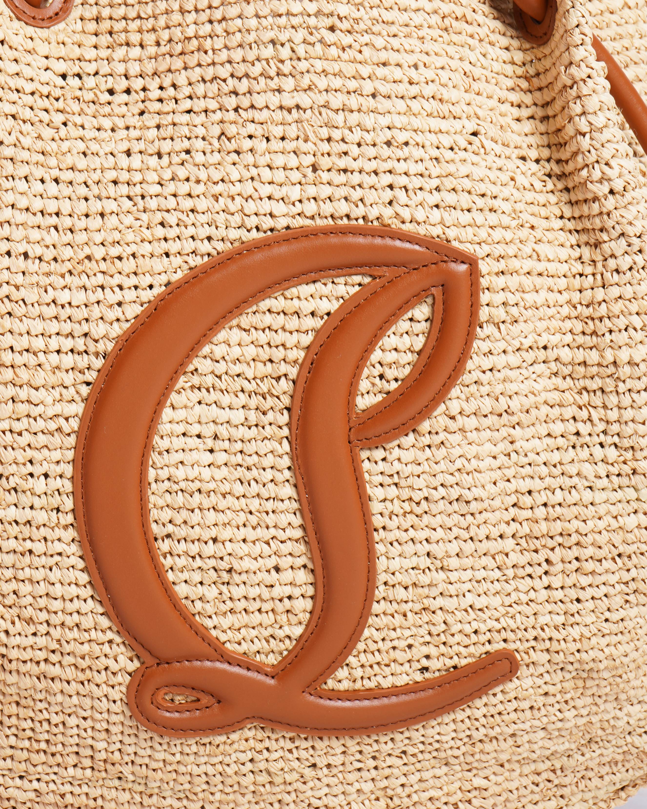 New Christian Louboutin By My Side Leather Raffia Tote Bag