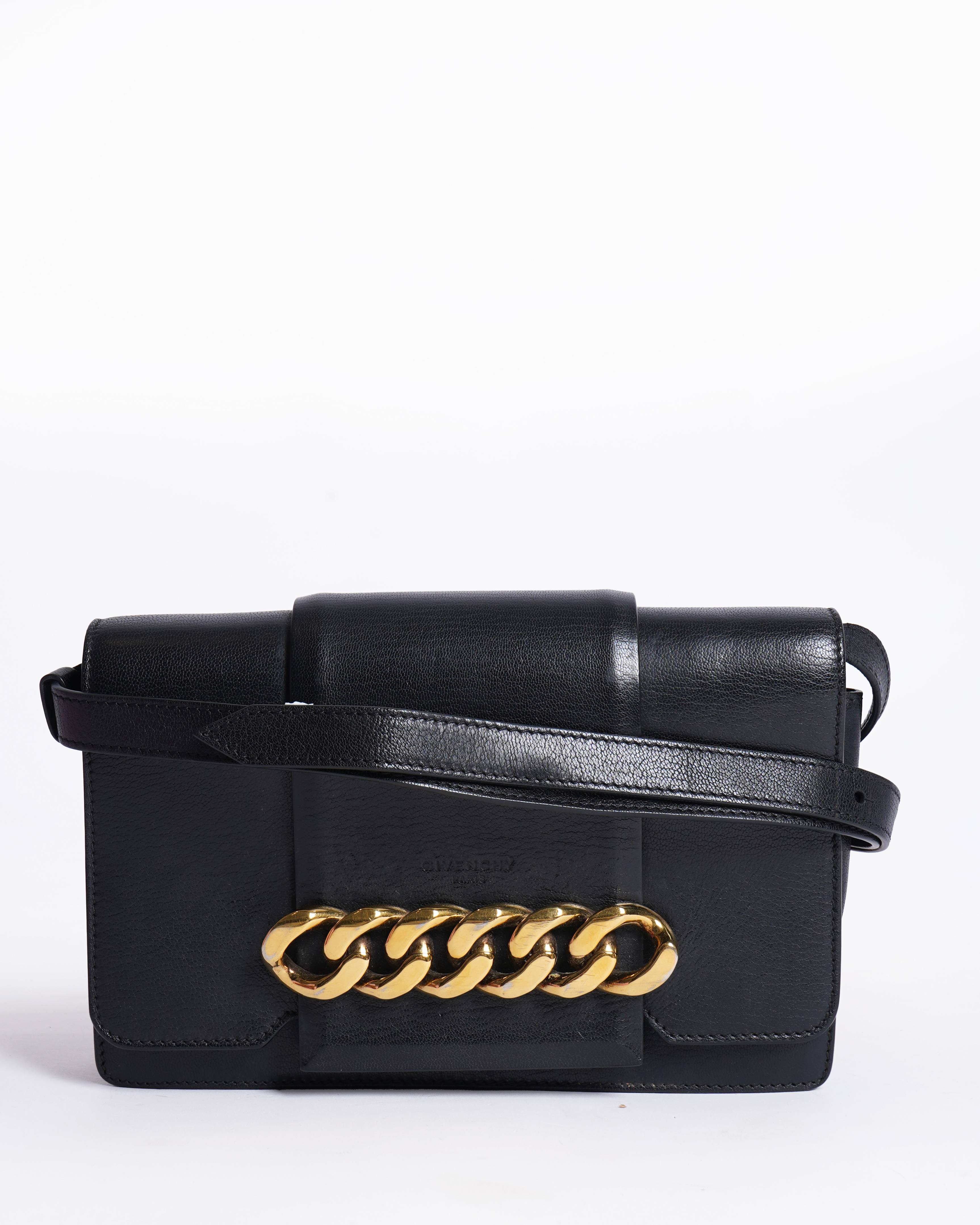 Givenchy Black Goatskin Leather Infinity Flap Crossbody Bag