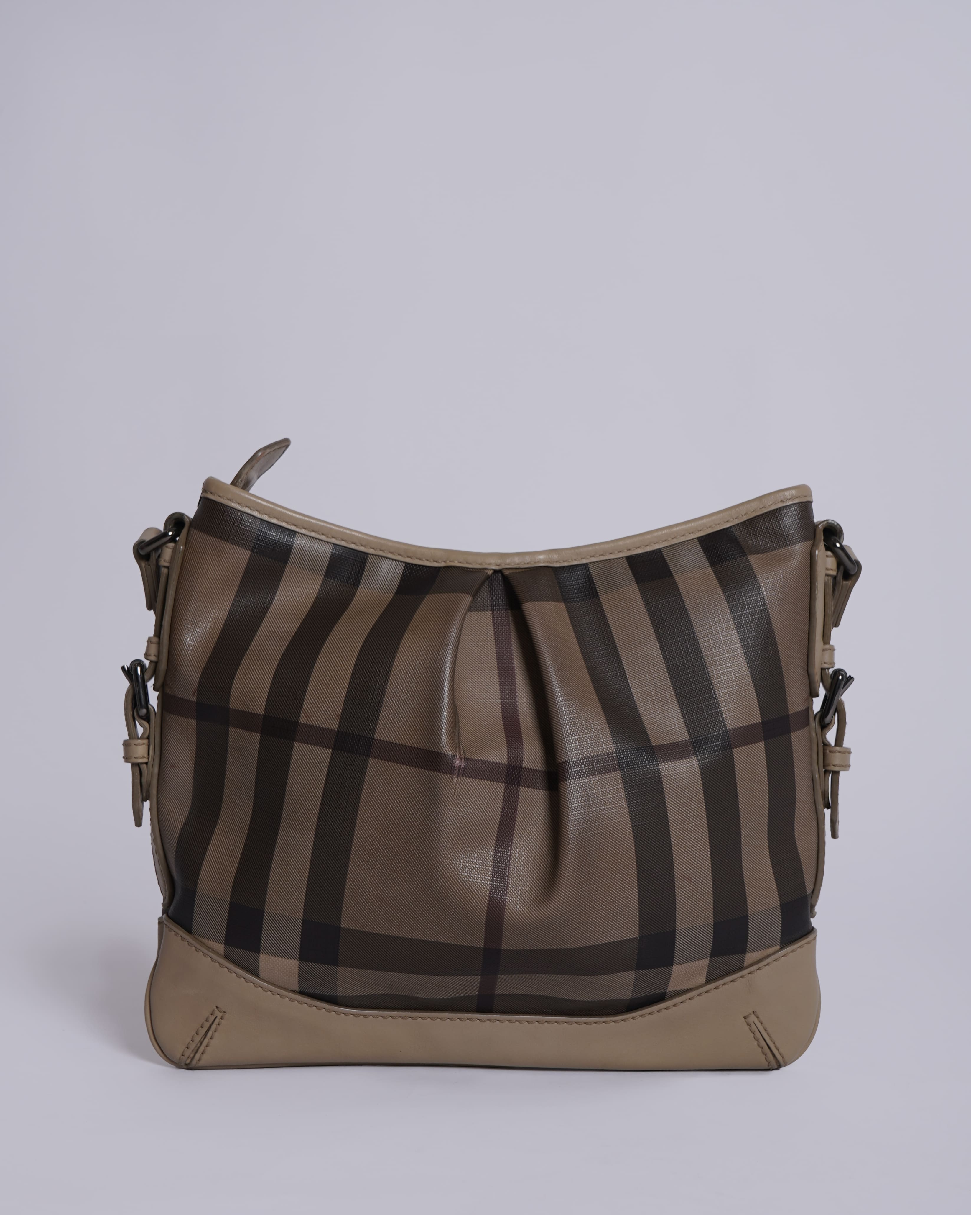 Burberry Beige/Grey Smoked Check Coated Canvas & Leather Hartham Shoulder Bag