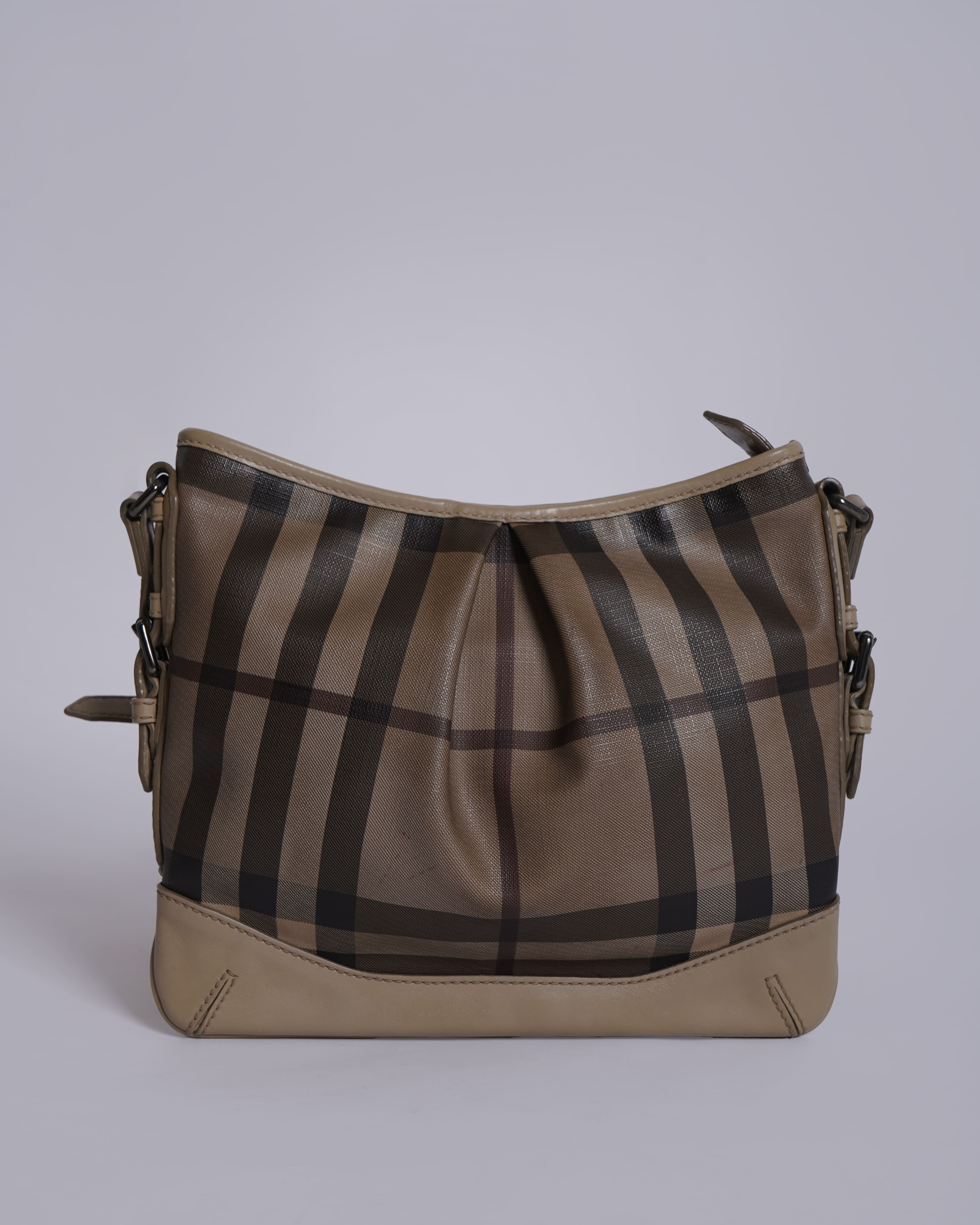 Burberry Beige/Grey Smoked Check Coated Canvas & Leather Hartham Shoulder Bag