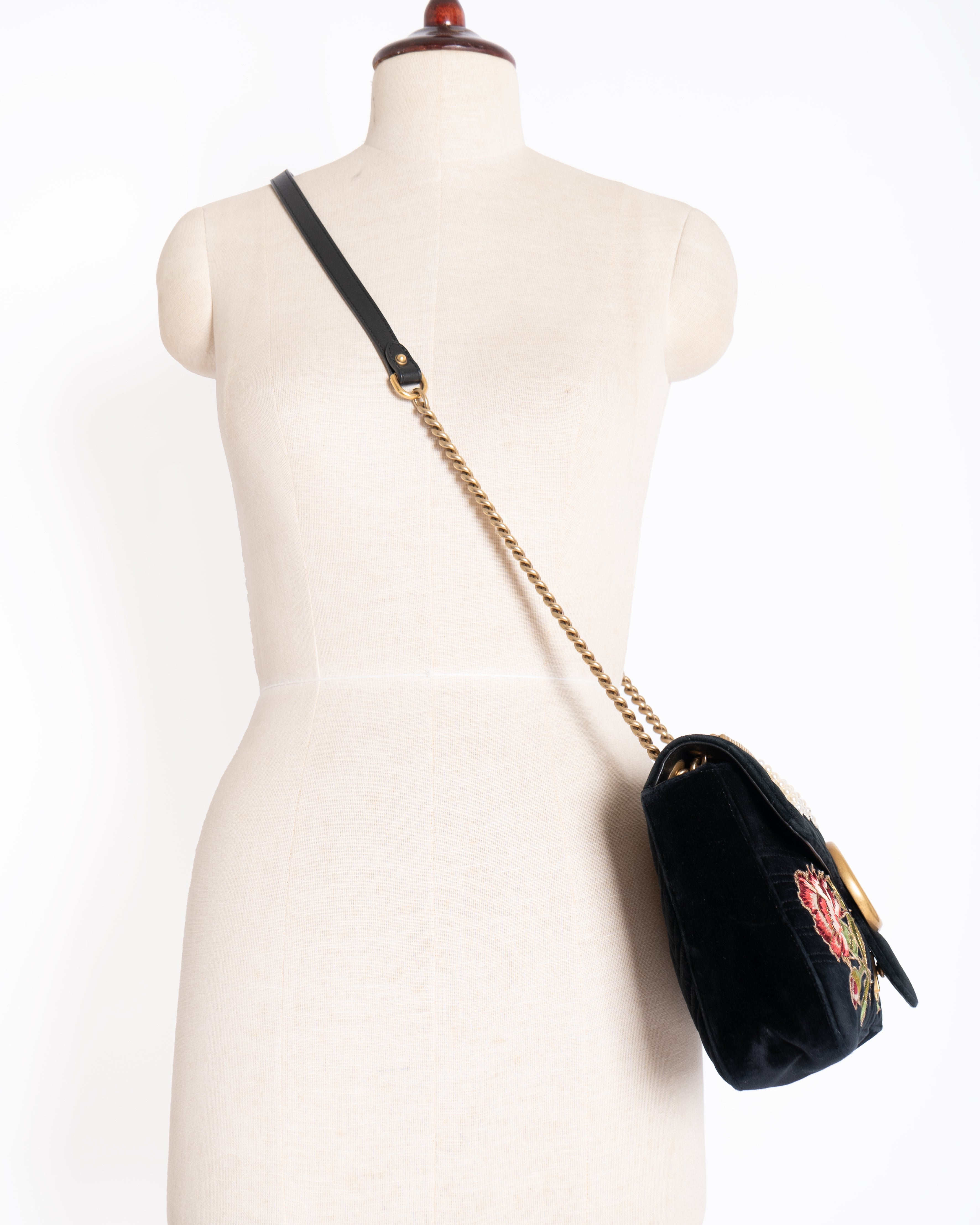Gucci GG Marmont Flap Velvet Crossbody Bag