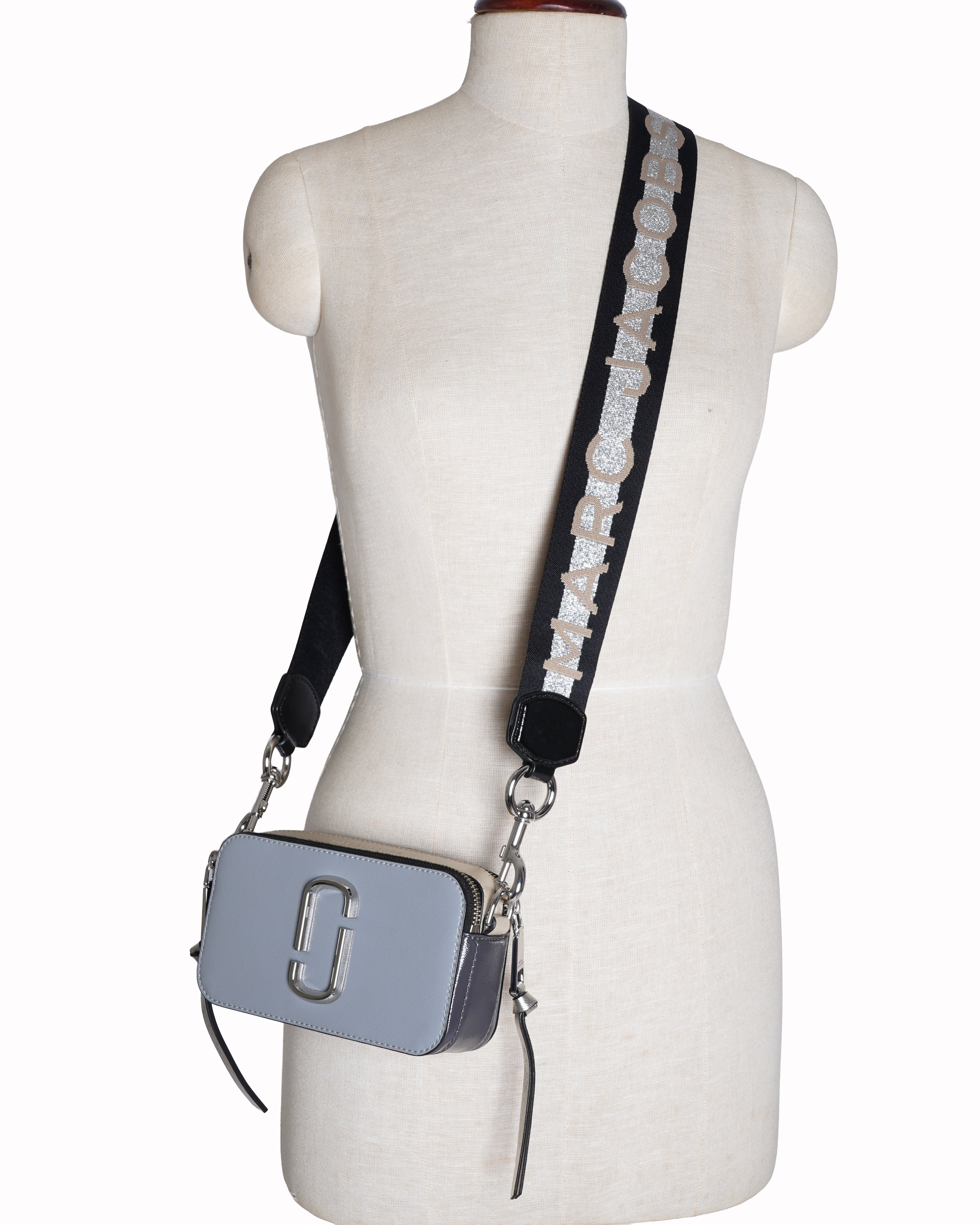 New Marc Jacobs snapshot crossbody bag in grey/beige