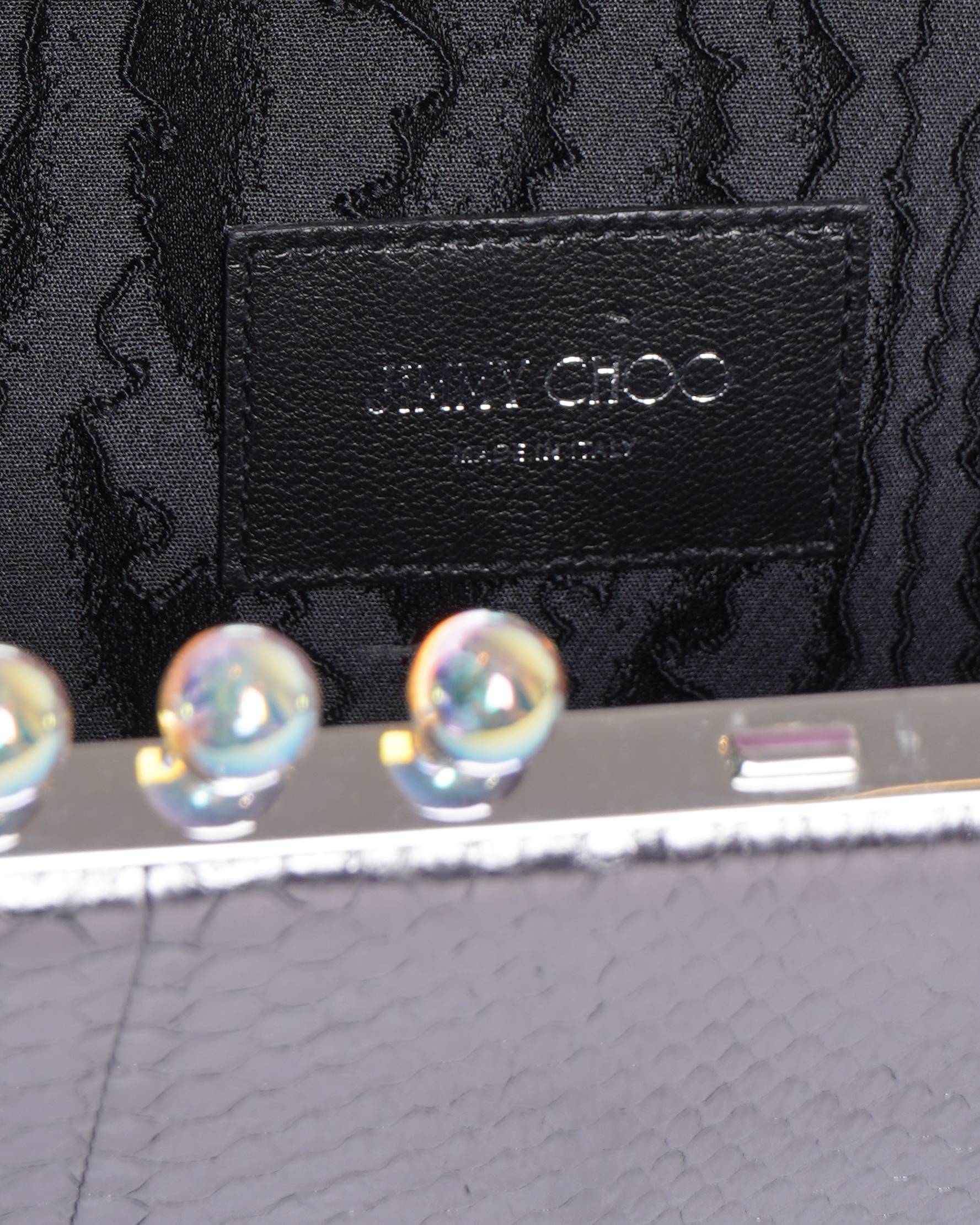 Jimmy Choo Leather Metallic Grey Clutch