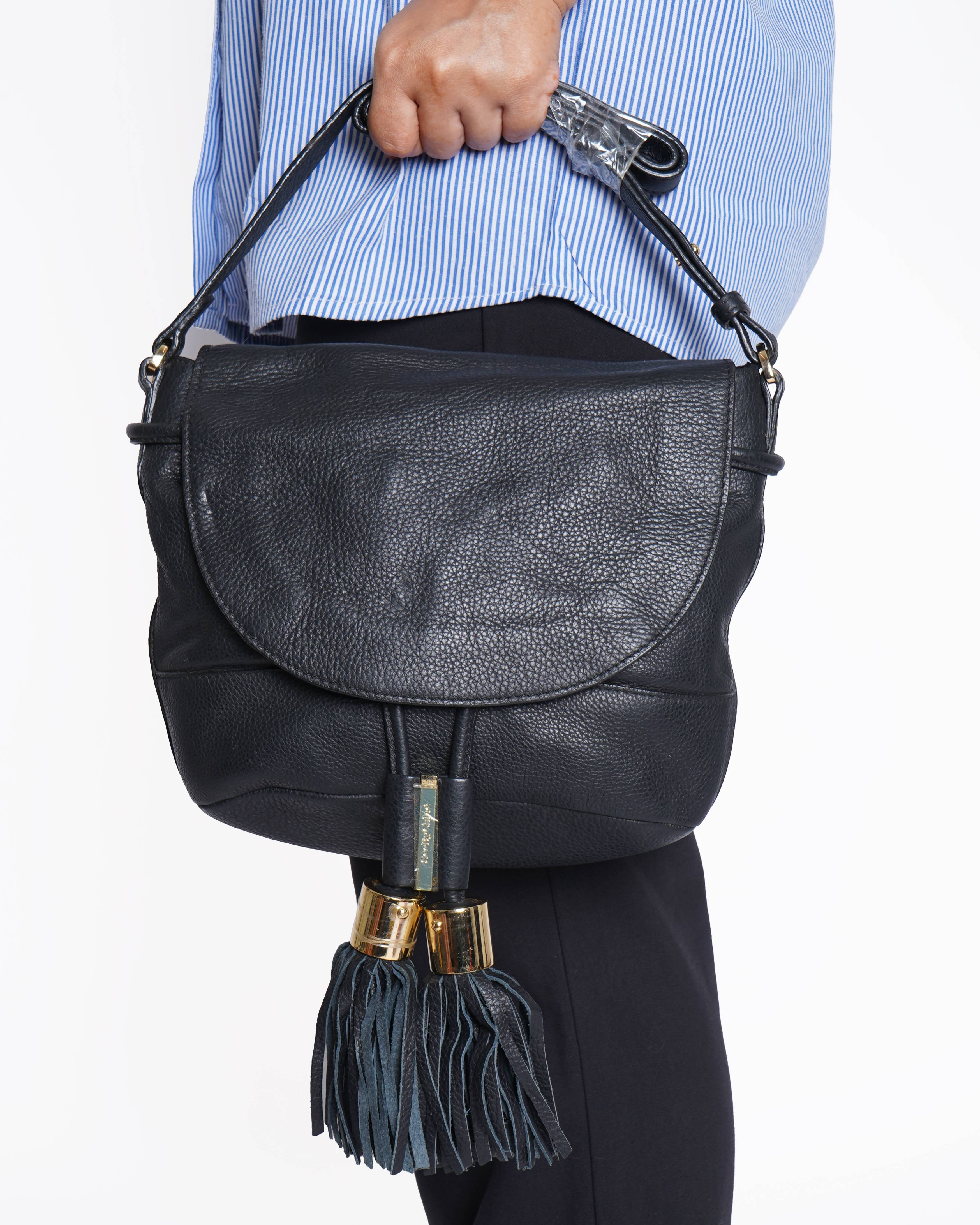 See by Chloe Vicki Black Leather Tassel Crossbody Bag