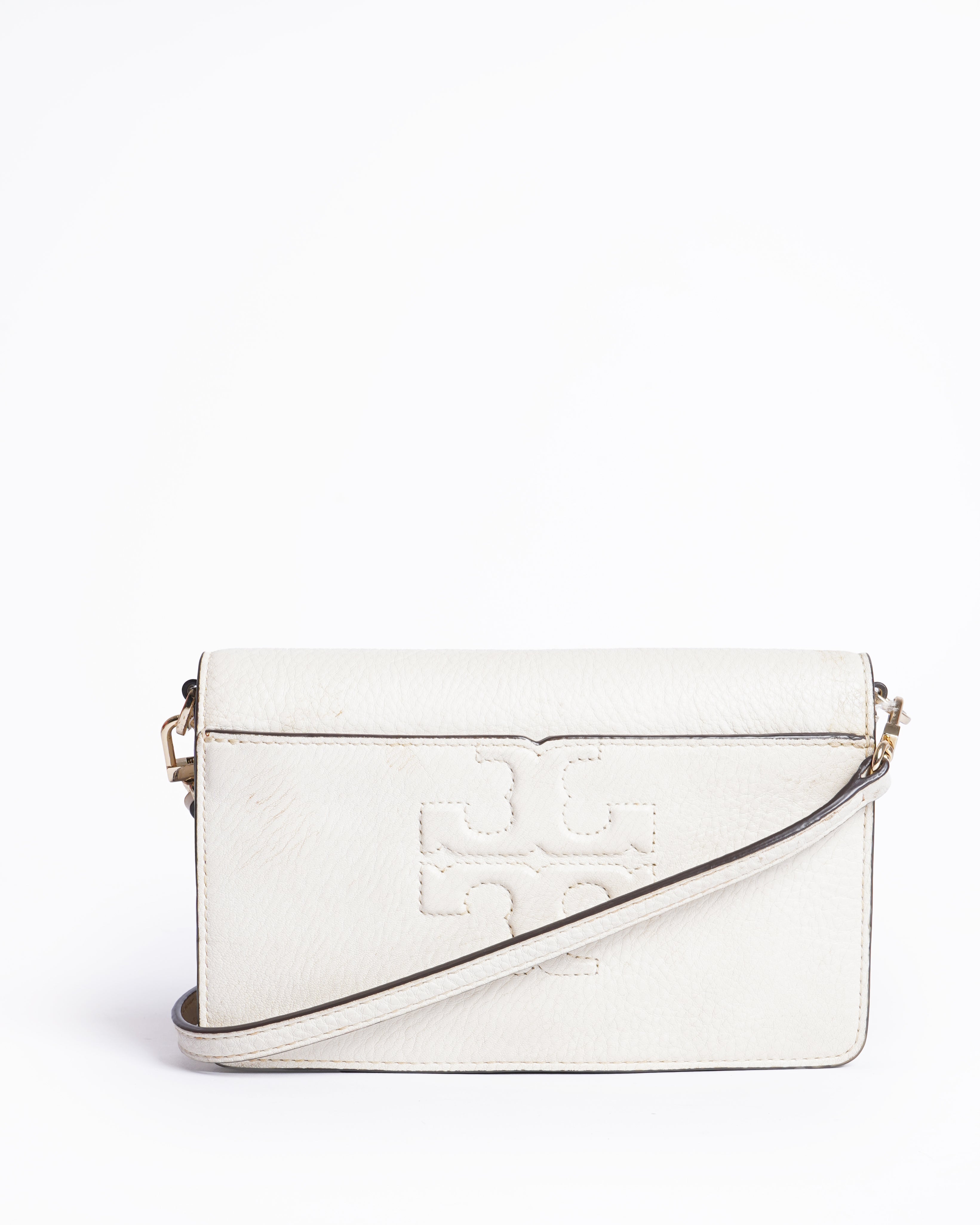 Tory burch white leather crossbody bag