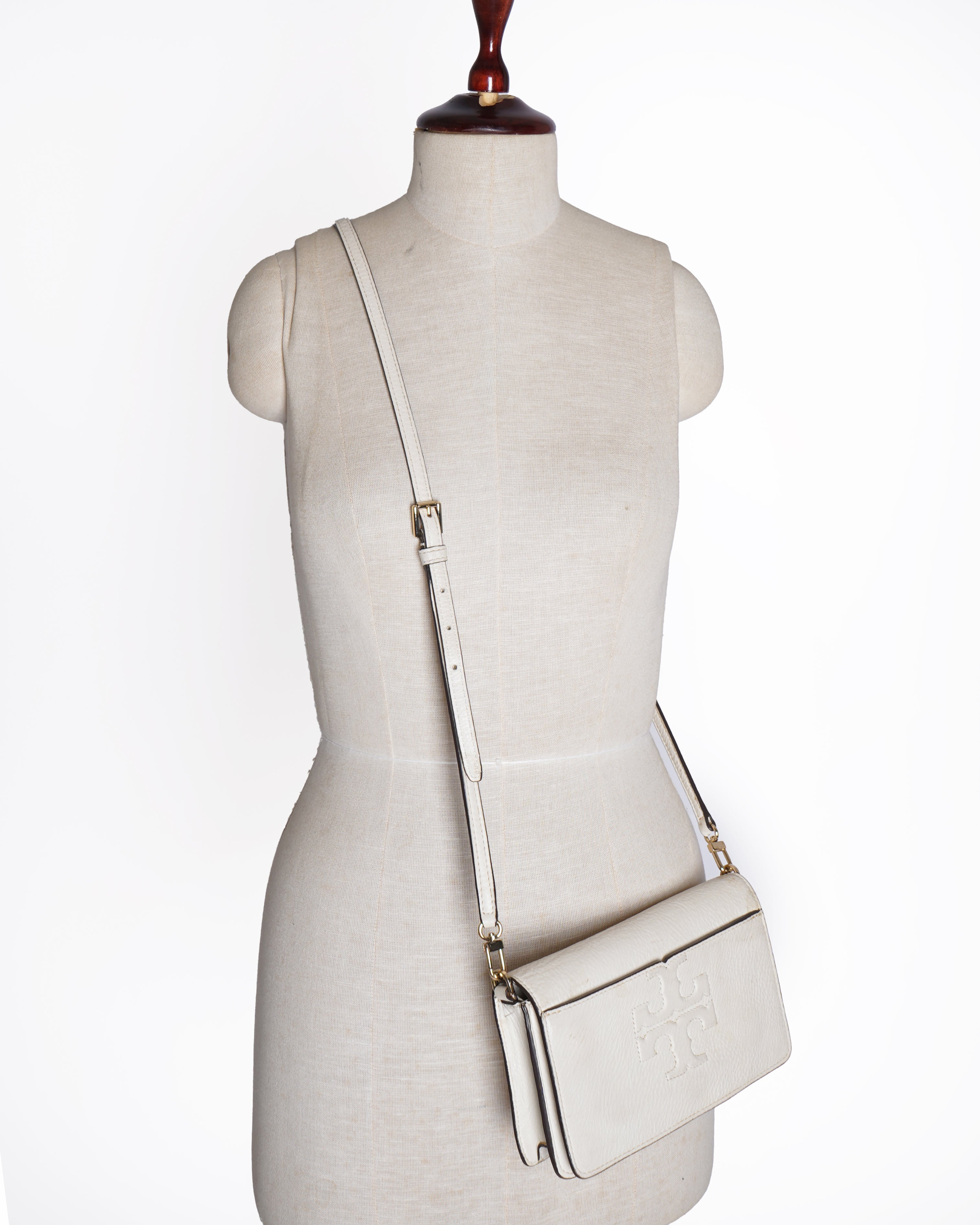 Tory burch white leather crossbody bag