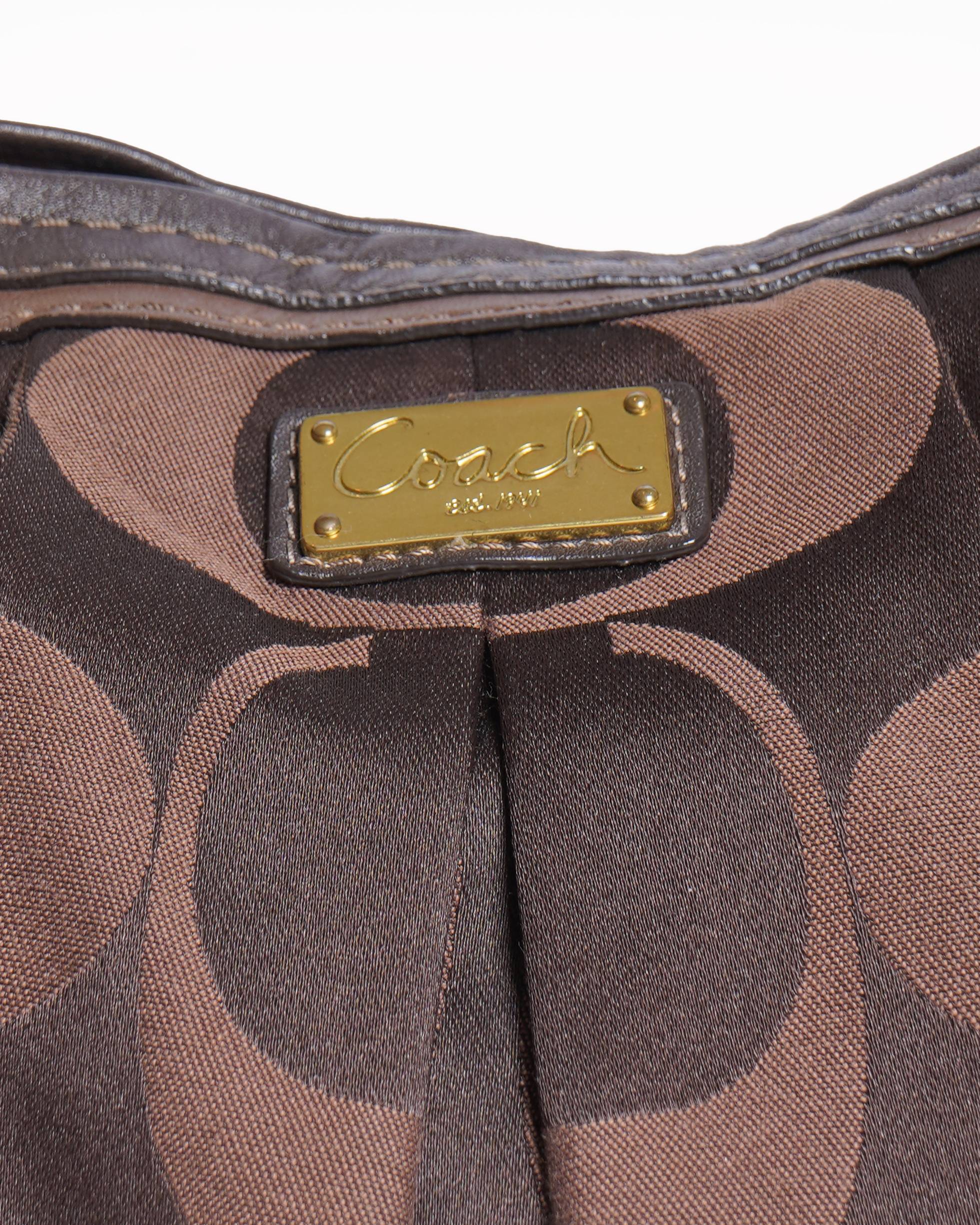 Coach Bag Kristin 15342 Satin Leather Tote Shoulder Bag Brown