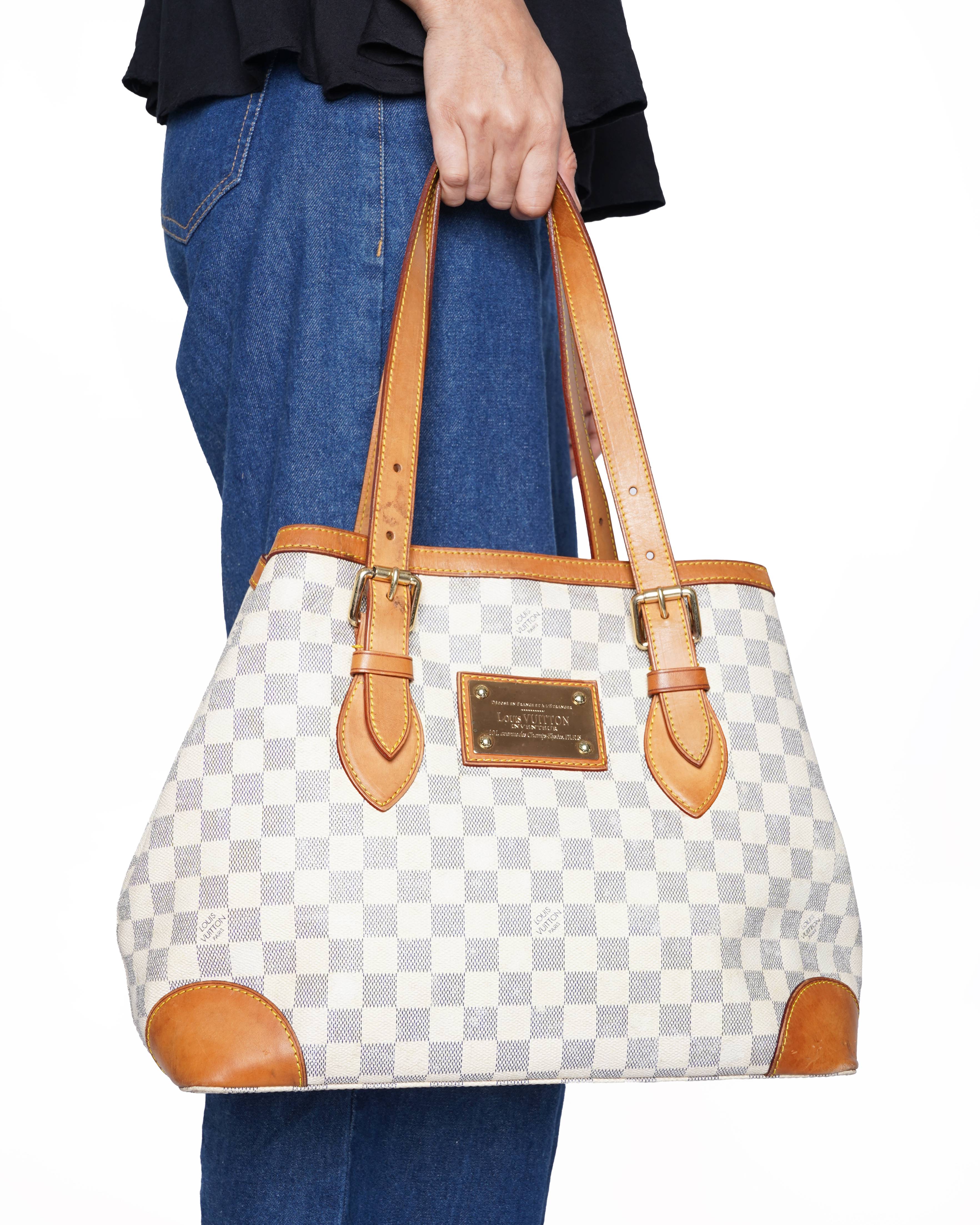 Louis vuitton beige damier azur medium hampstead pm bag