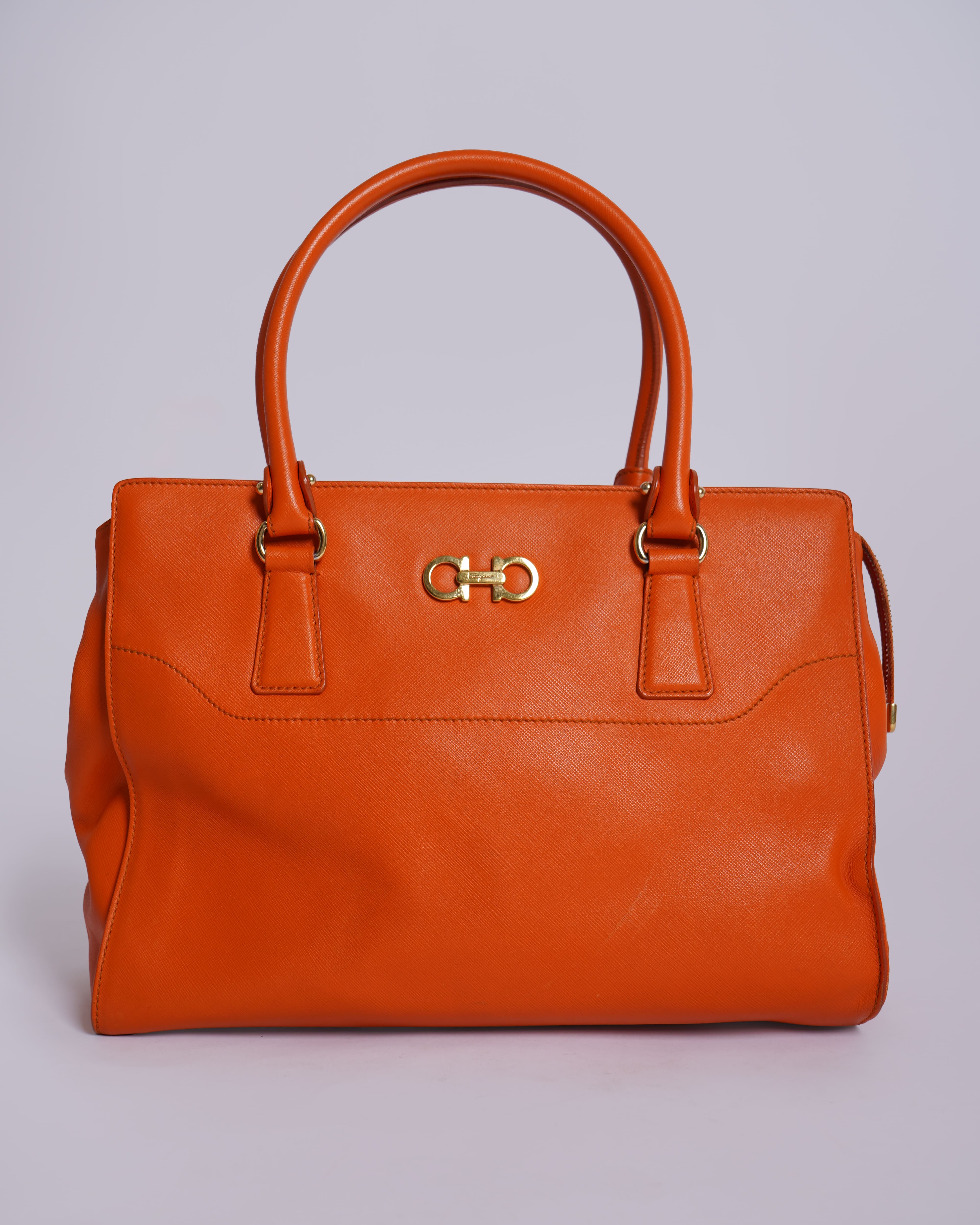 Salvatore Ferragamo Orange Gancio Tote