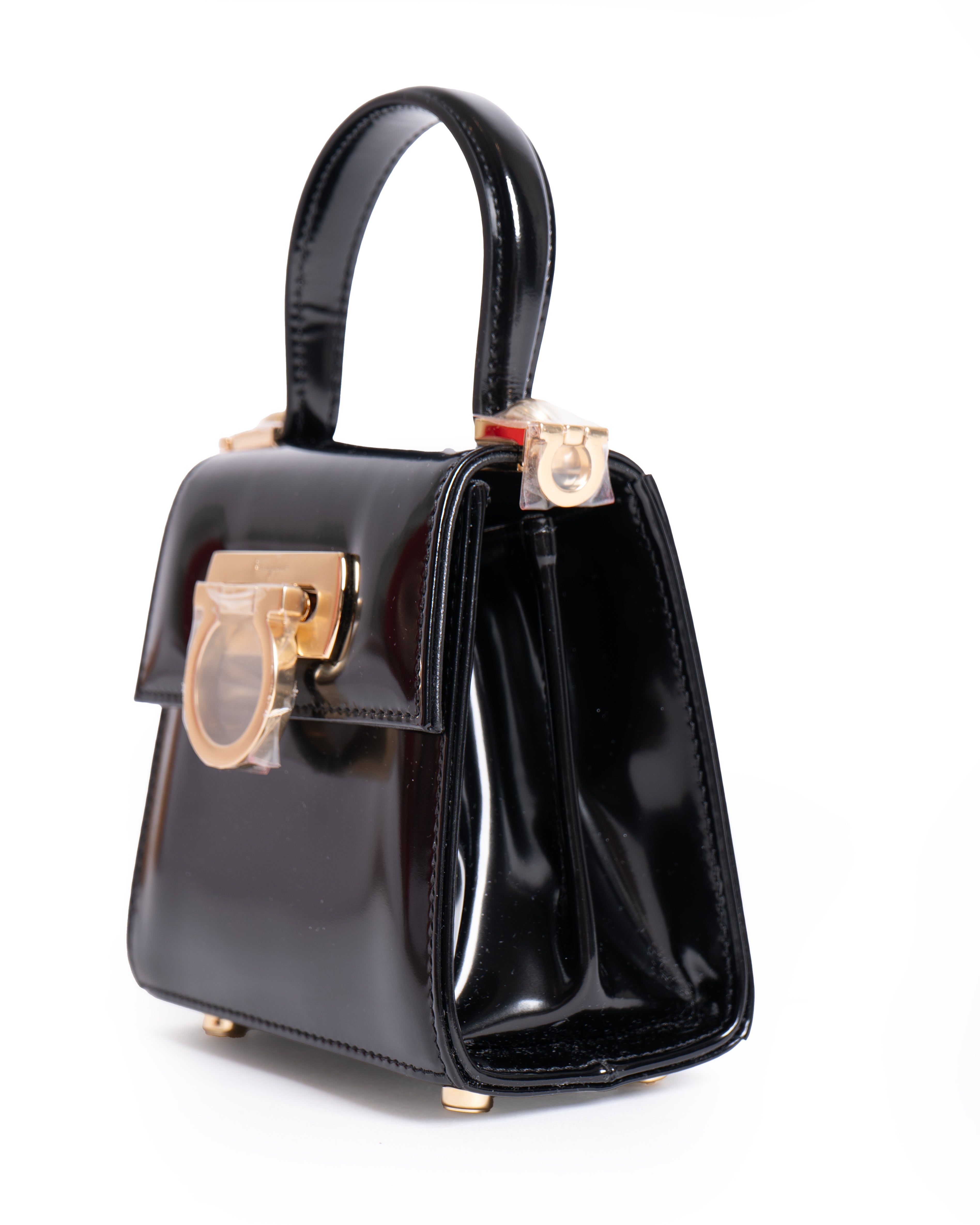 New Salvatore Ferragamo Micro Iconic Brushed Calfskin Mini Top-Handle Crossbody Bag