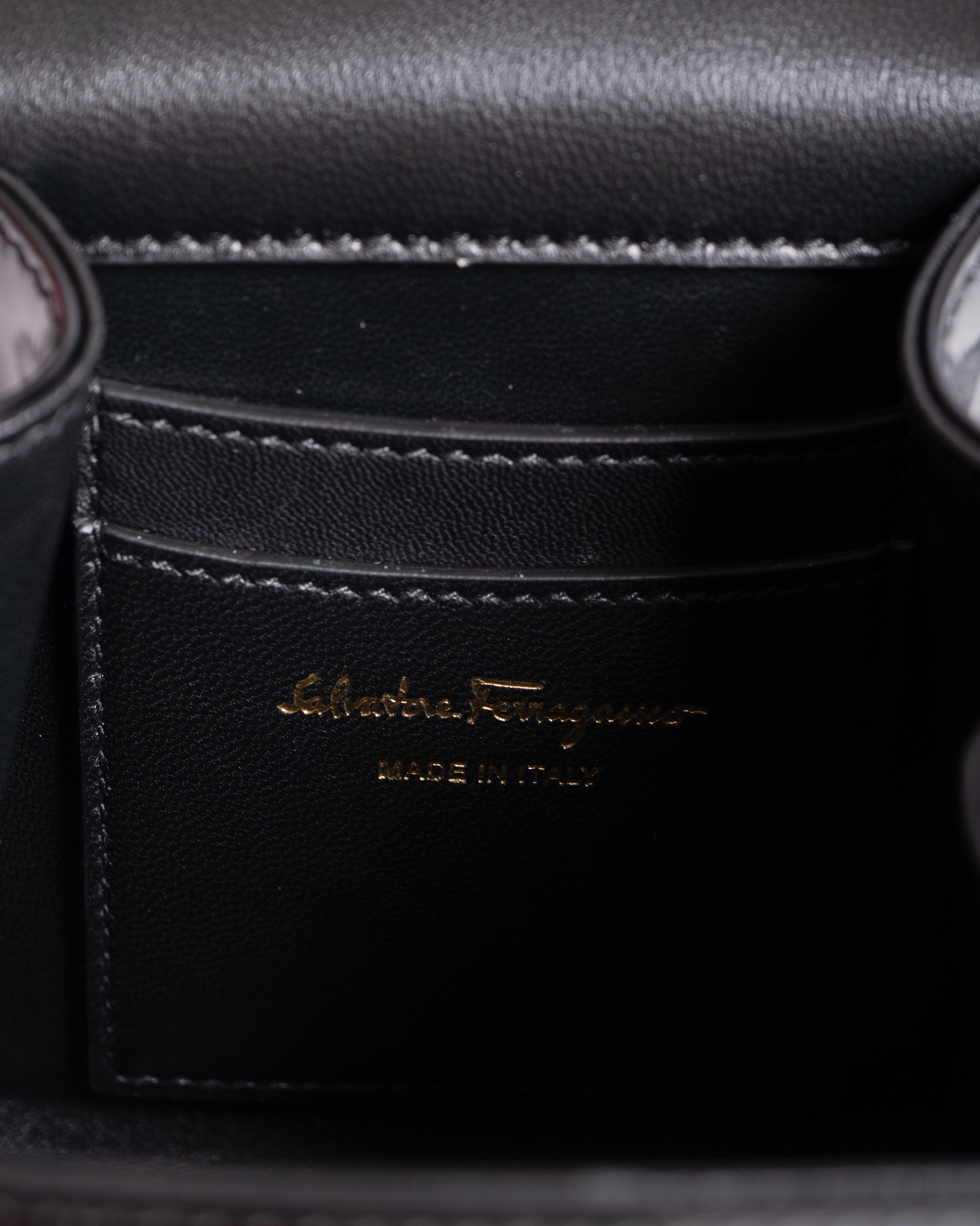 New Salvatore Ferragamo Micro Iconic Brushed Calfskin Mini Top-Handle Crossbody Bag