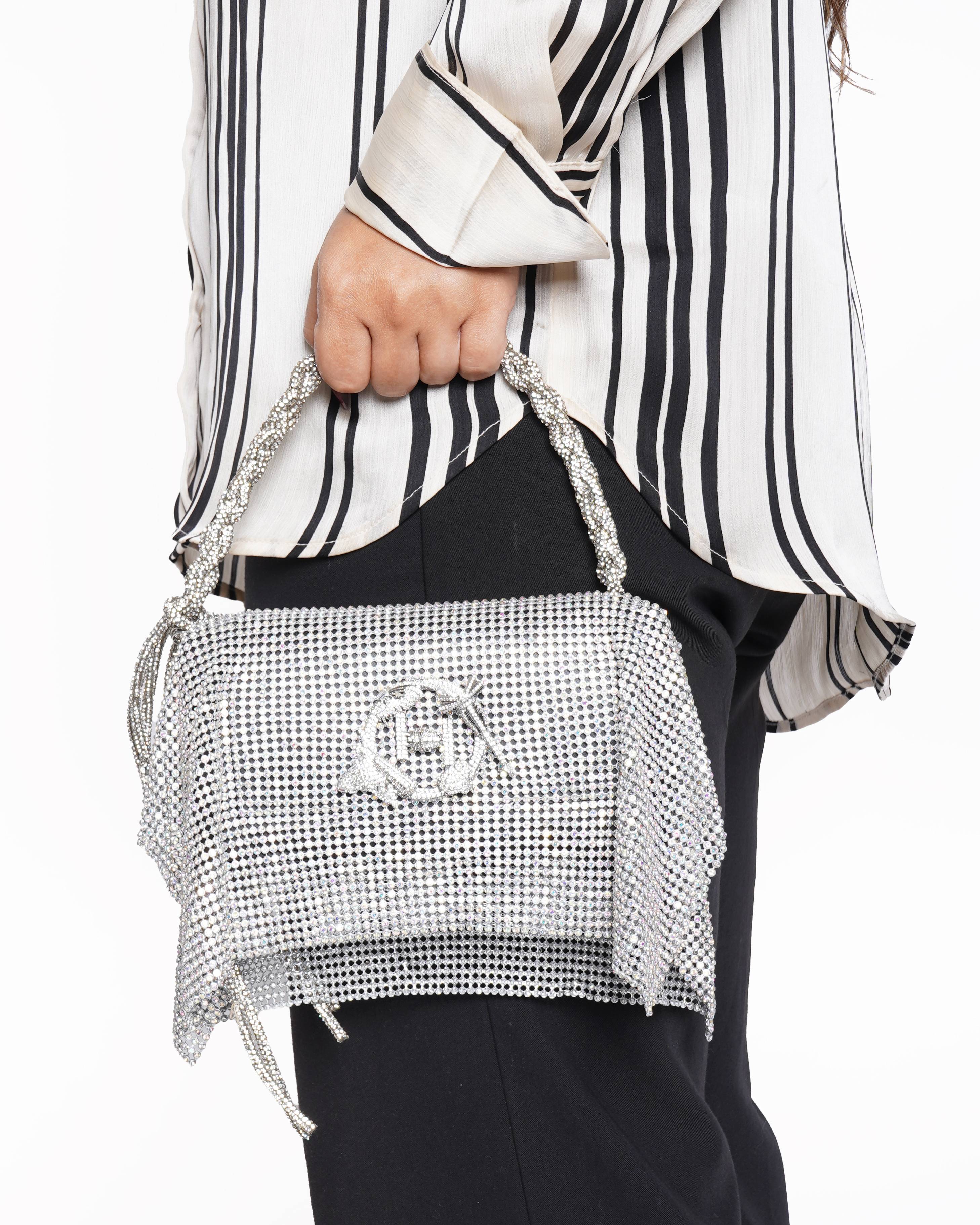 New Outhouse Vegan Leather Crystal Furby & Zircon Handcrafted Bag