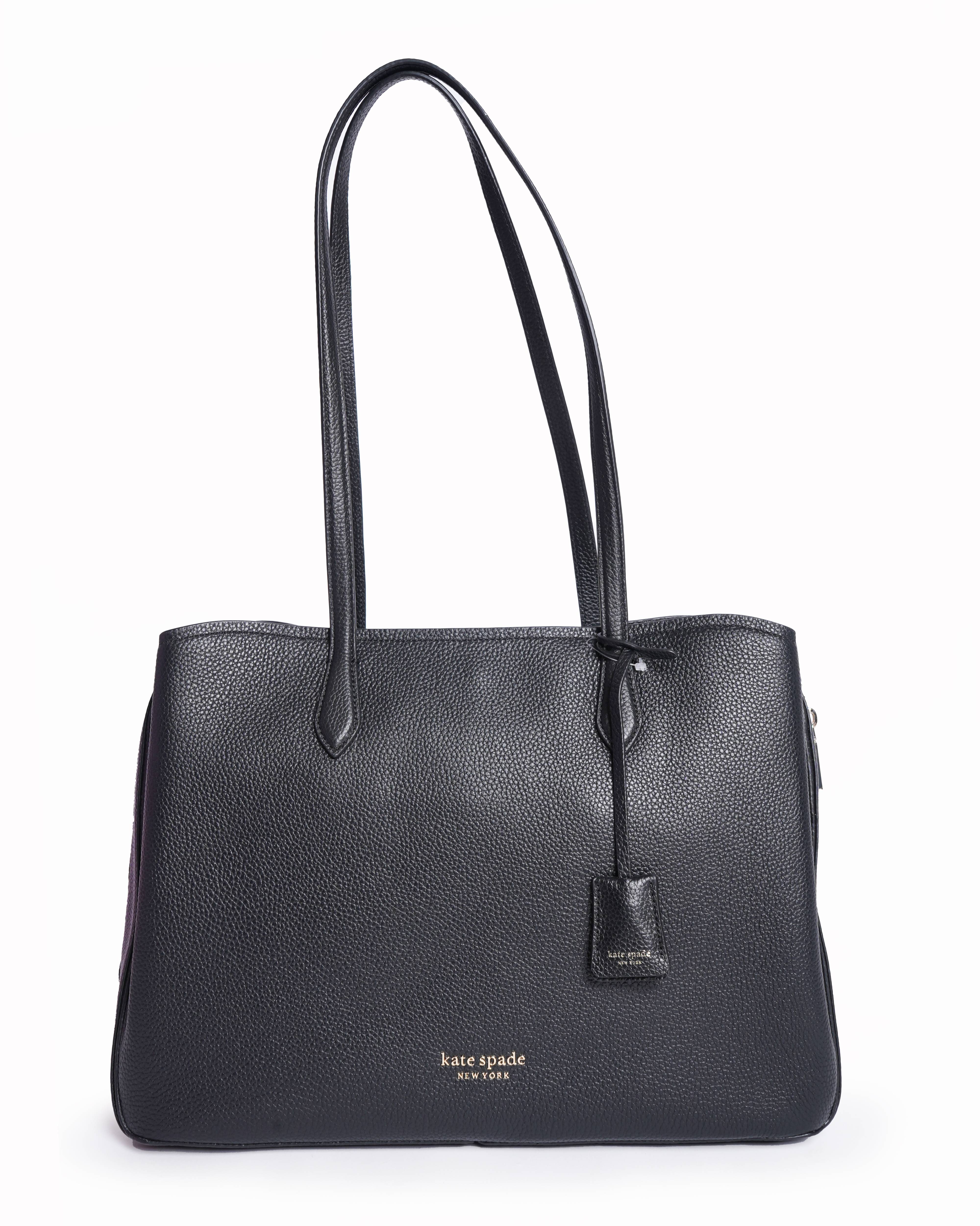 New Kate spade large black pebbled leather work bag
