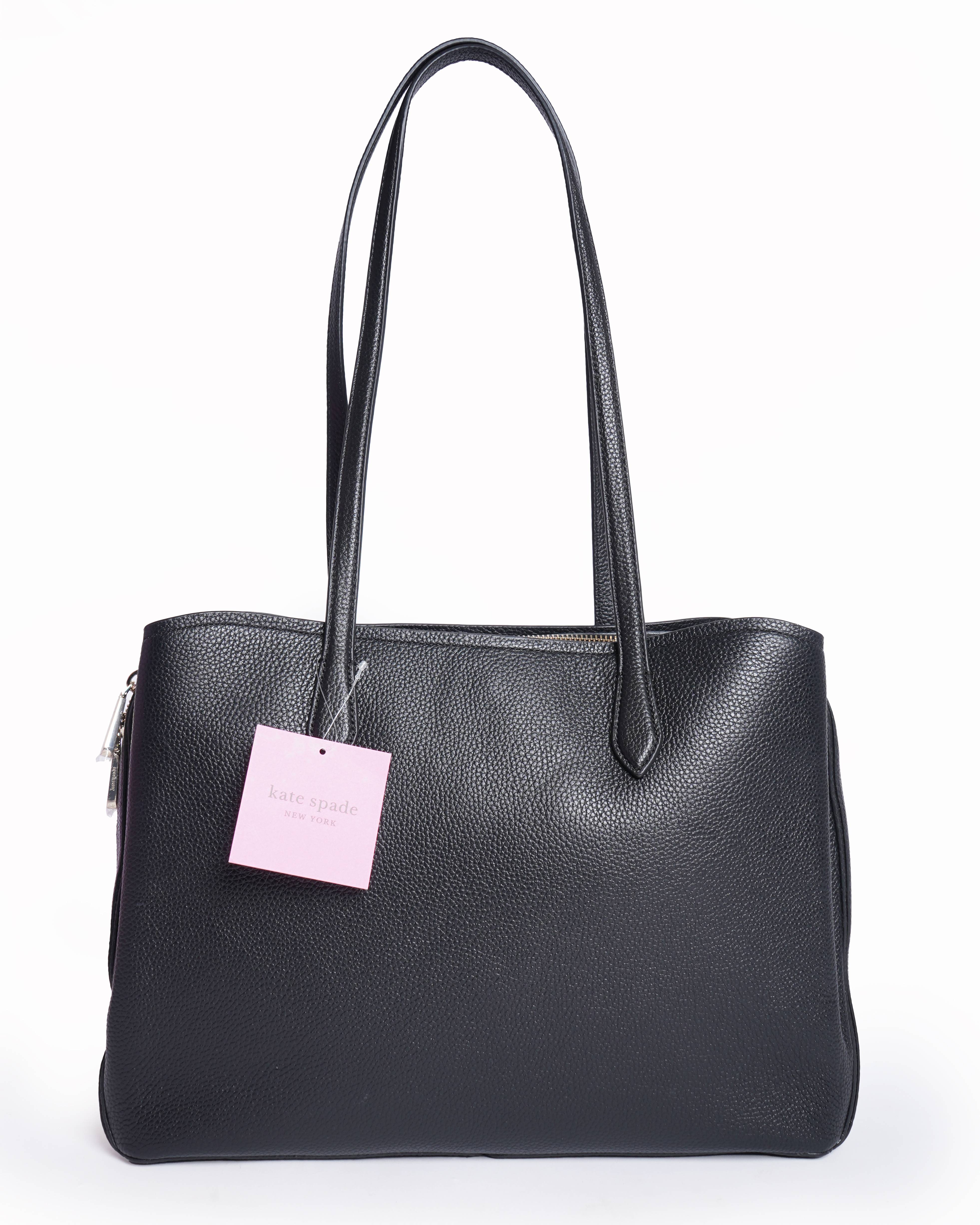 New Kate spade large black pebbled leather work bag