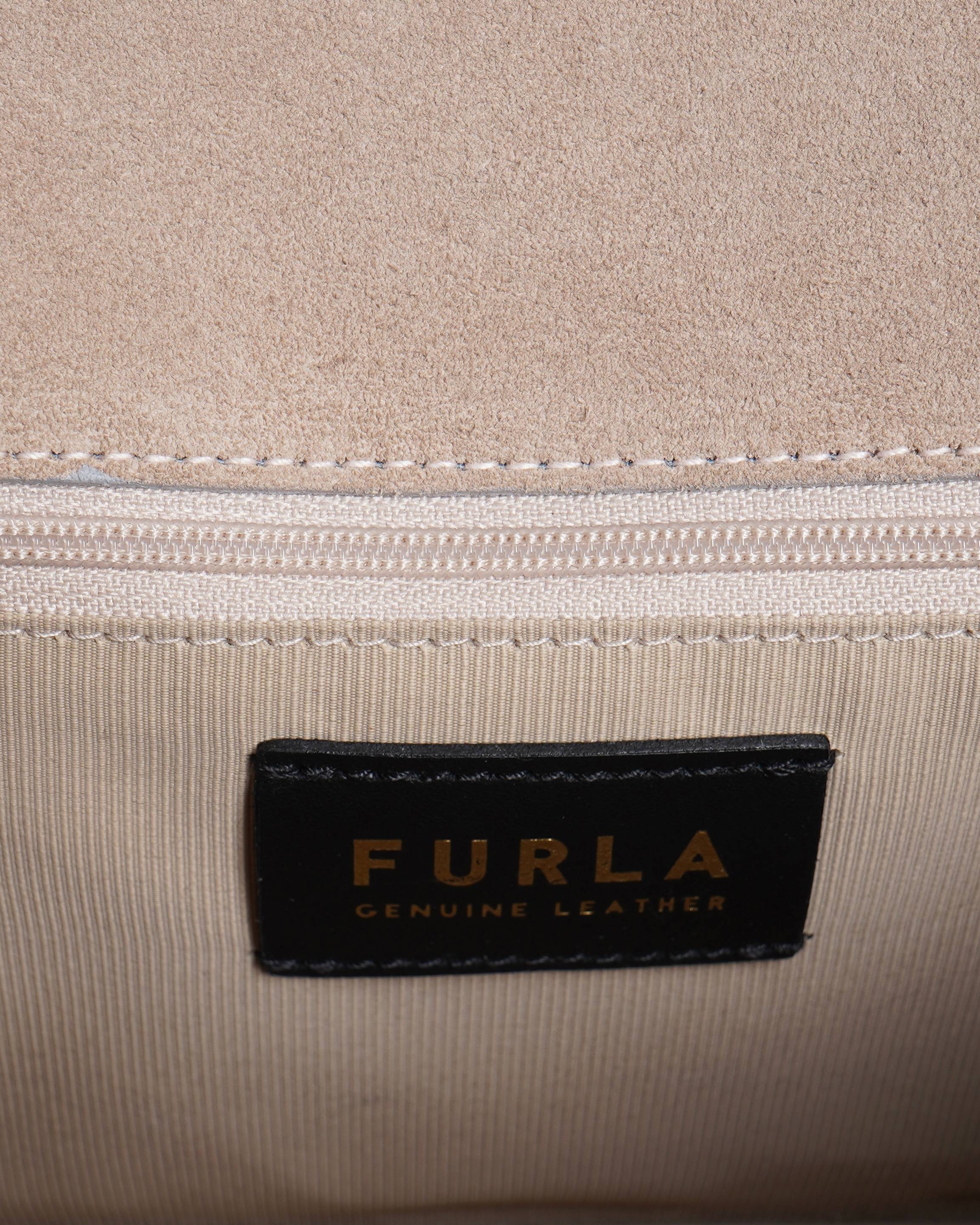 New Furla Mini Crossbody Leather Gold Hardware Light Blue Chain Strap
