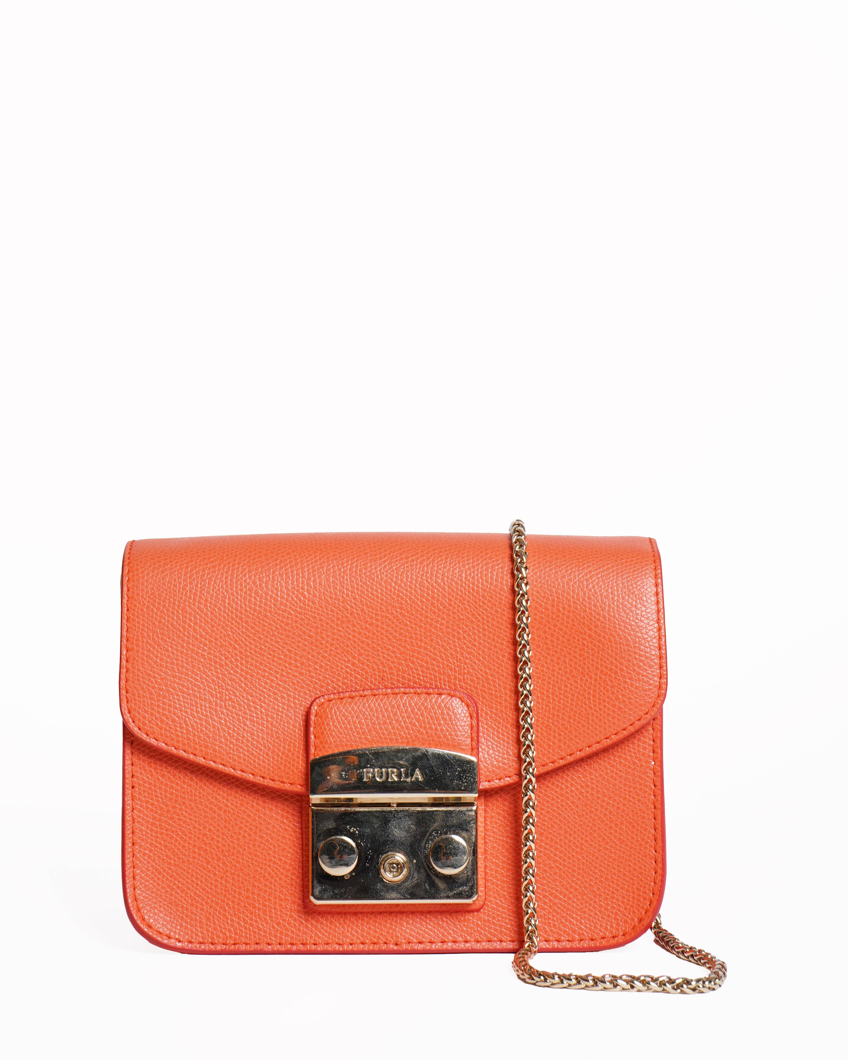 Furla orange metropolis fluo mini crossbody bag