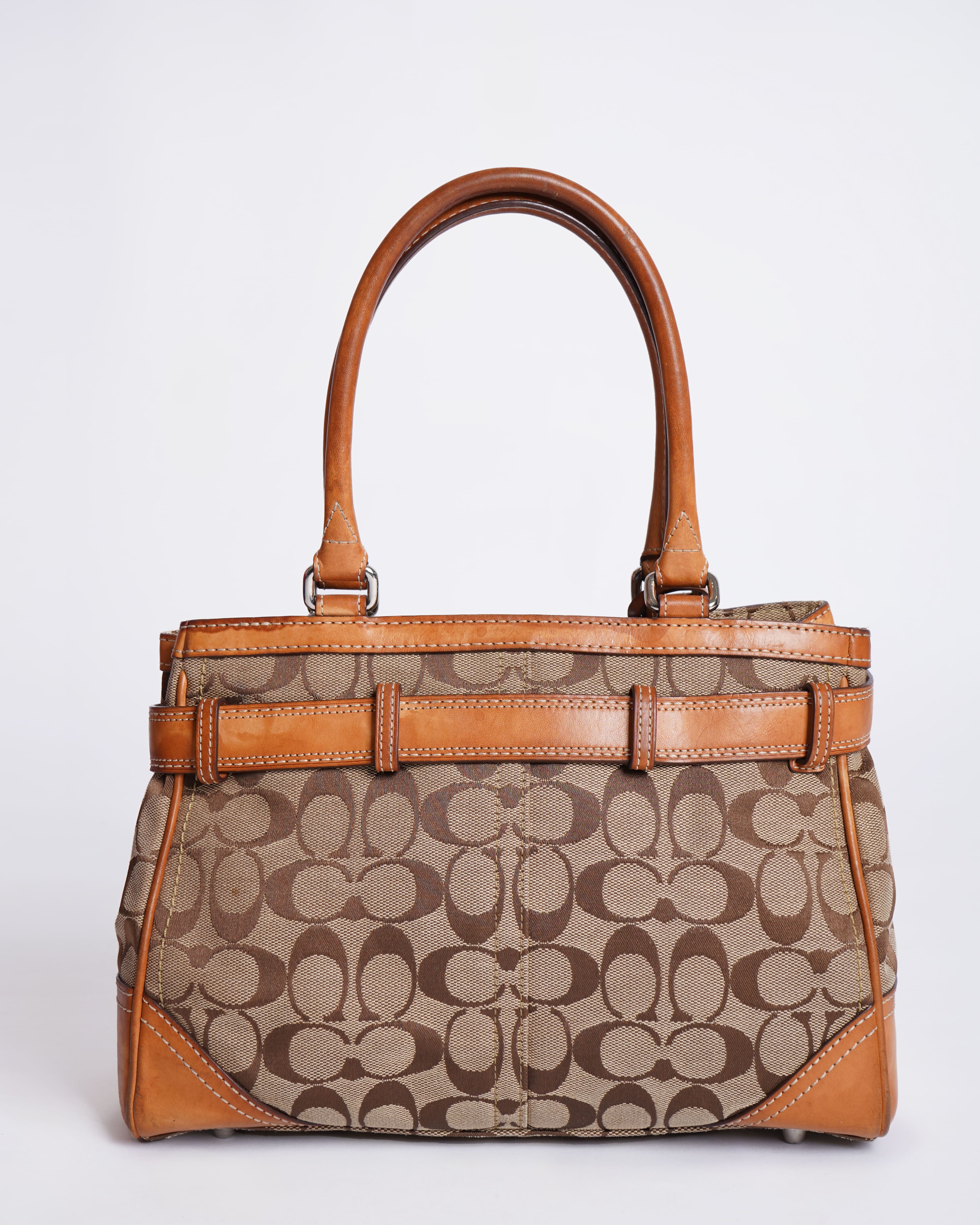 Coach Hampton leather & canvas shoulder bag