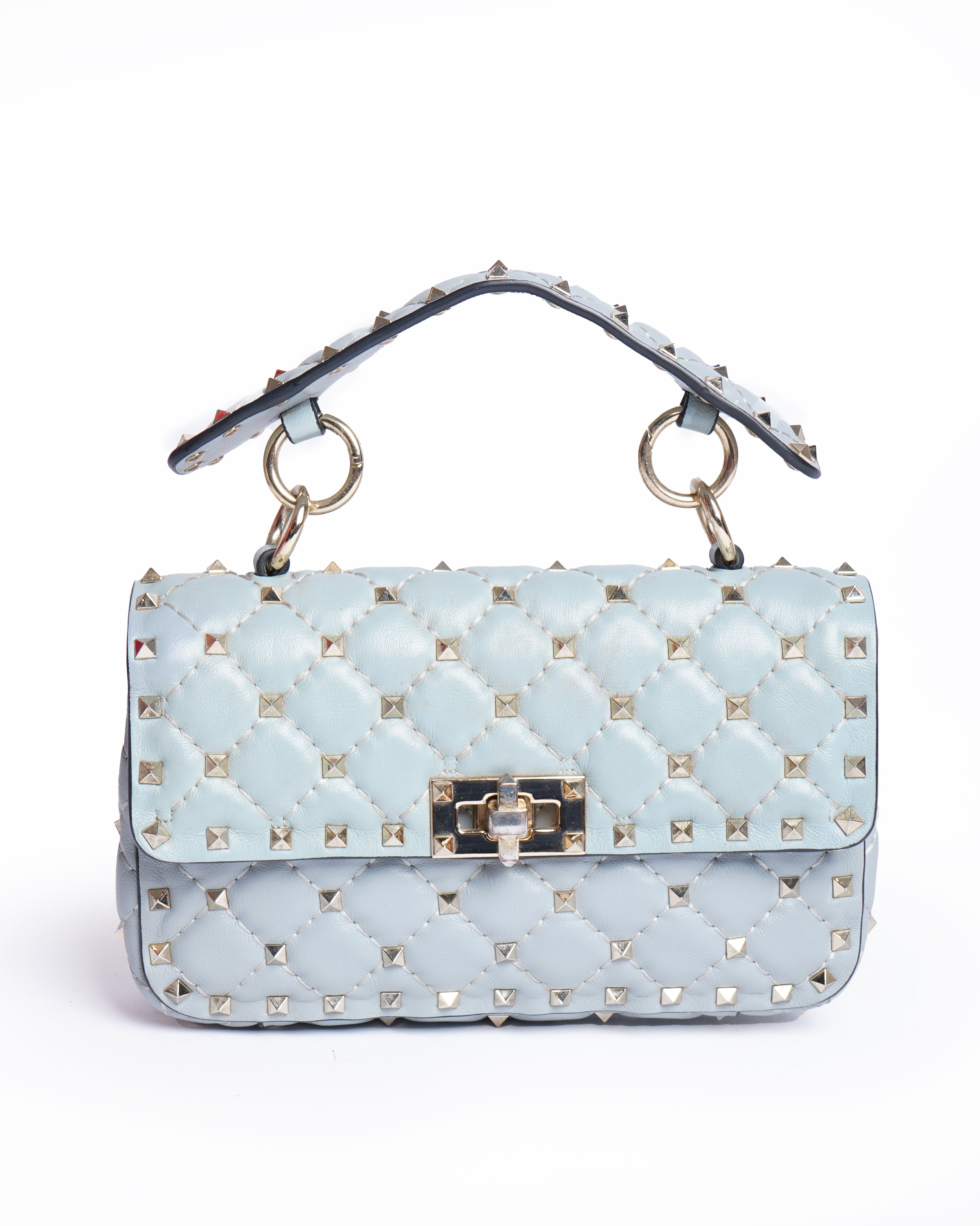 Valentino rockstud light blue leather spike handbag