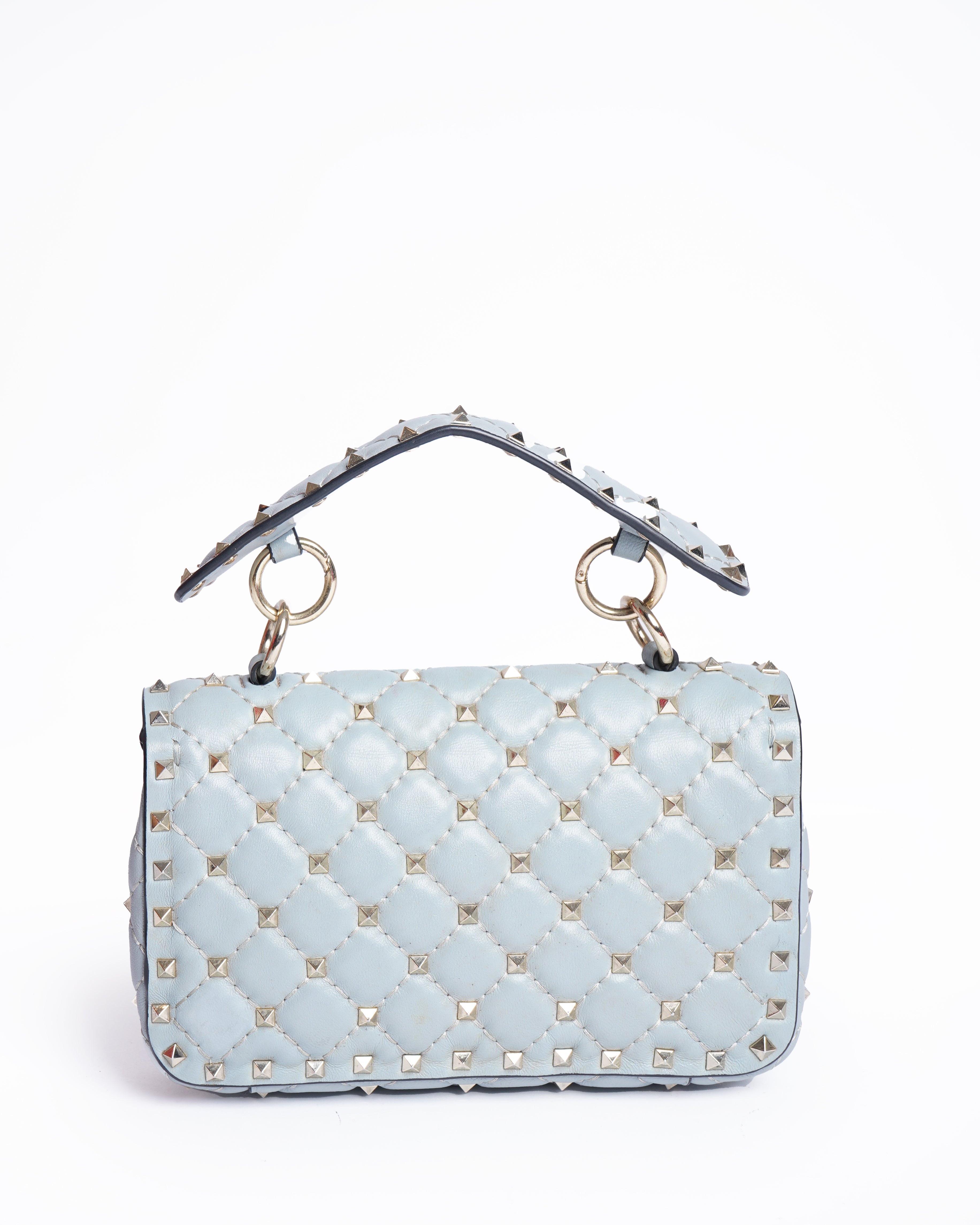 Valentino rockstud light blue leather spike handbag