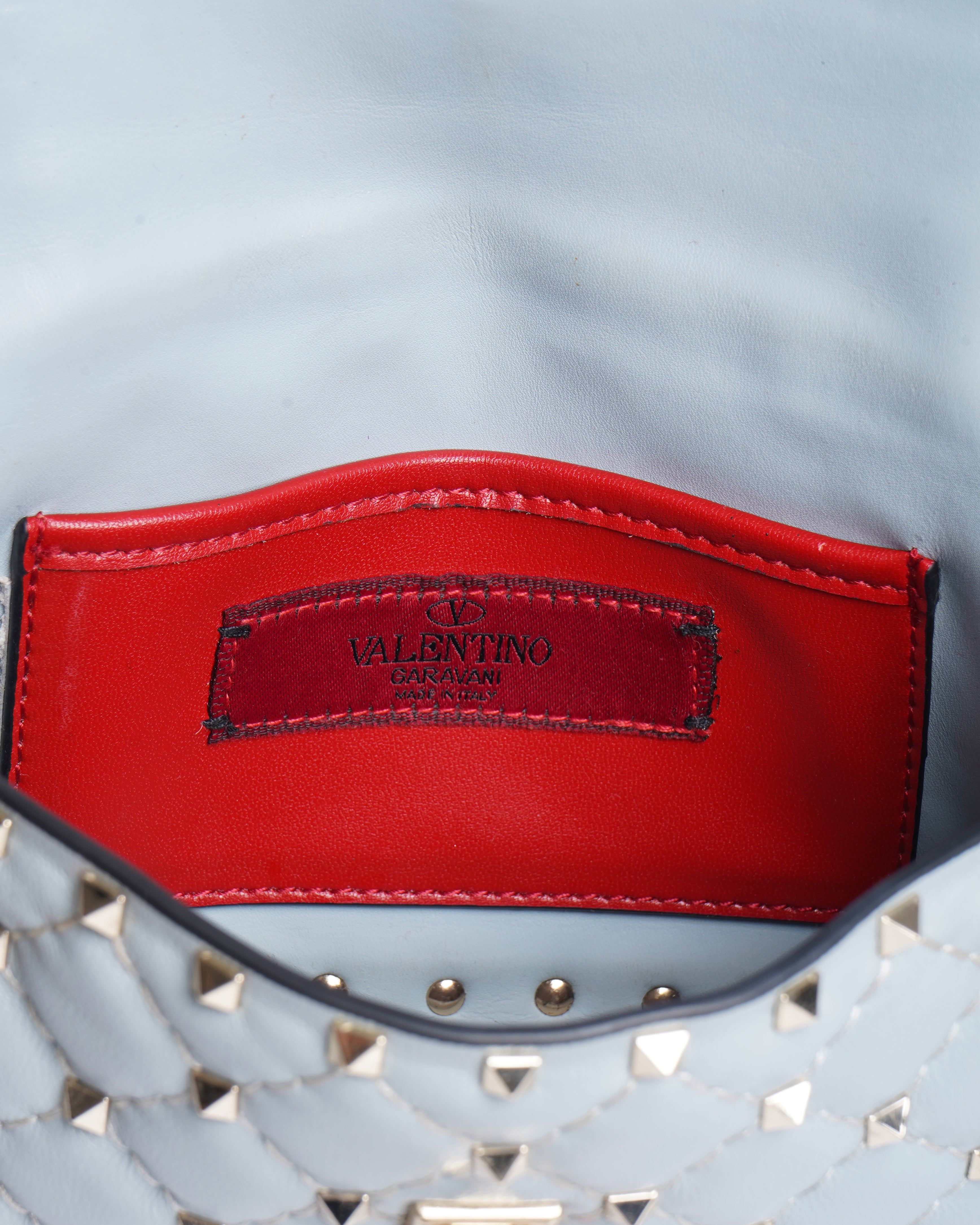 Valentino rockstud light blue leather spike handbag