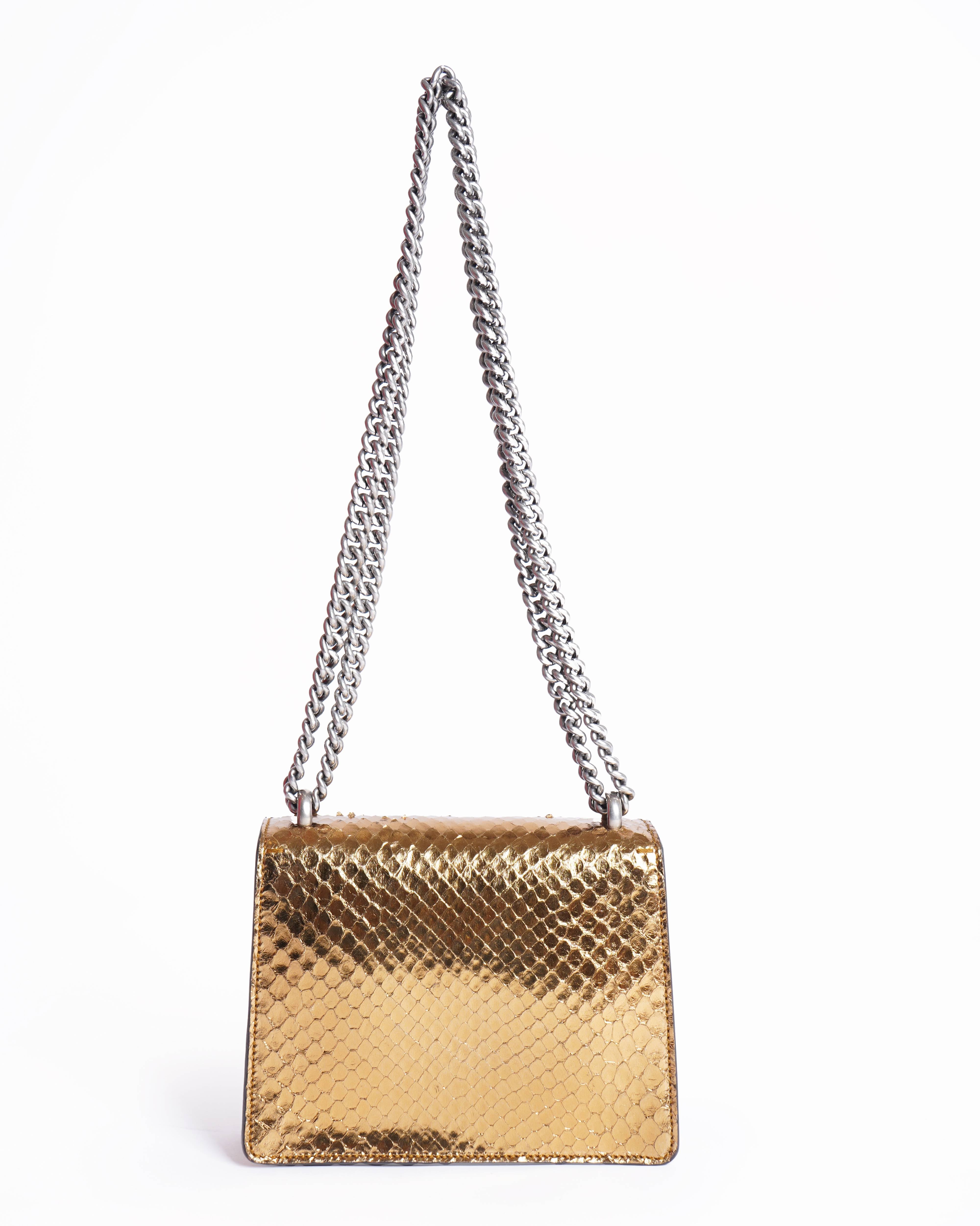 Gucci Dionysus Mini Python Shoulder Bag In Gold Tone