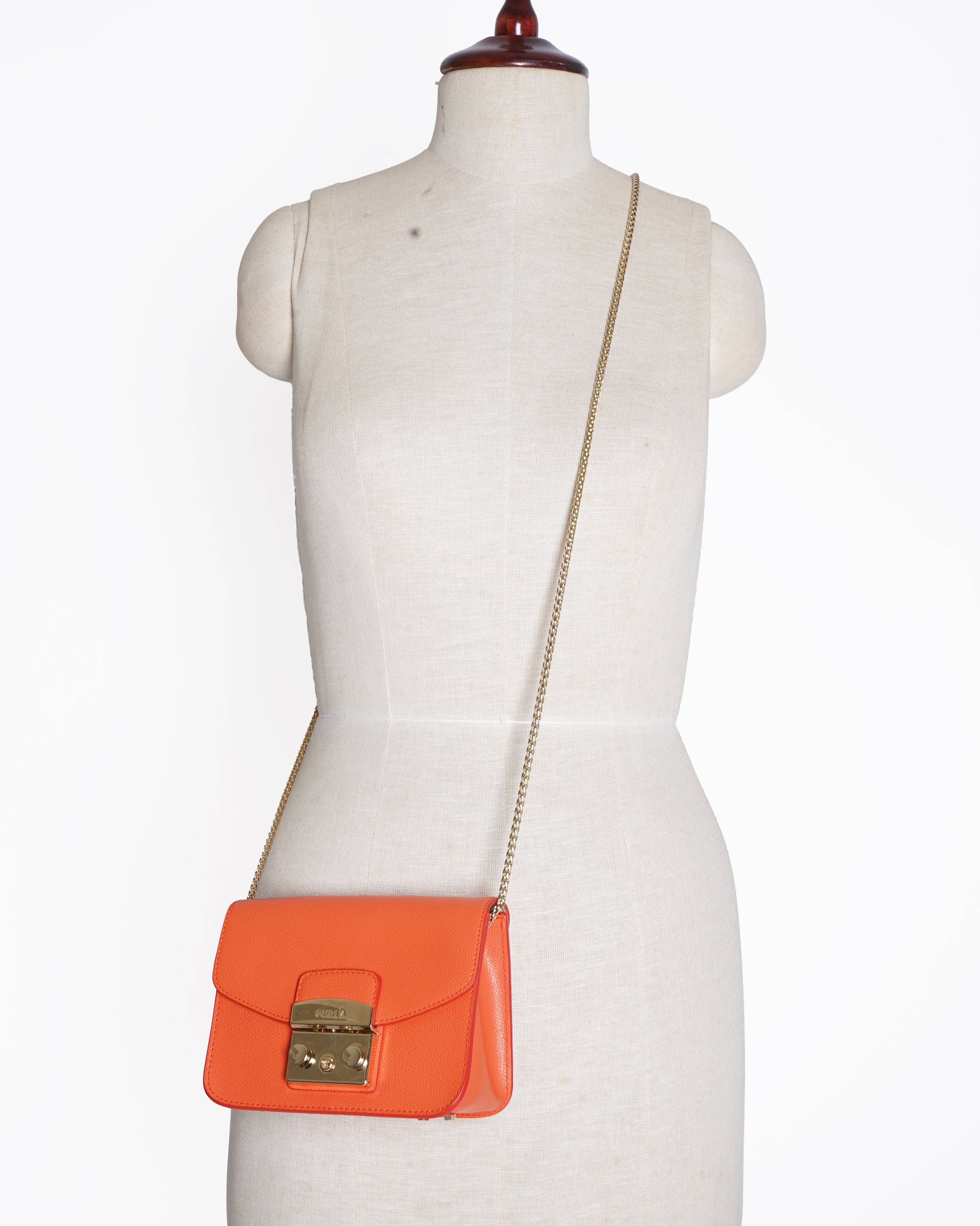 Furla orange metropolis fluo mini crossbody bag