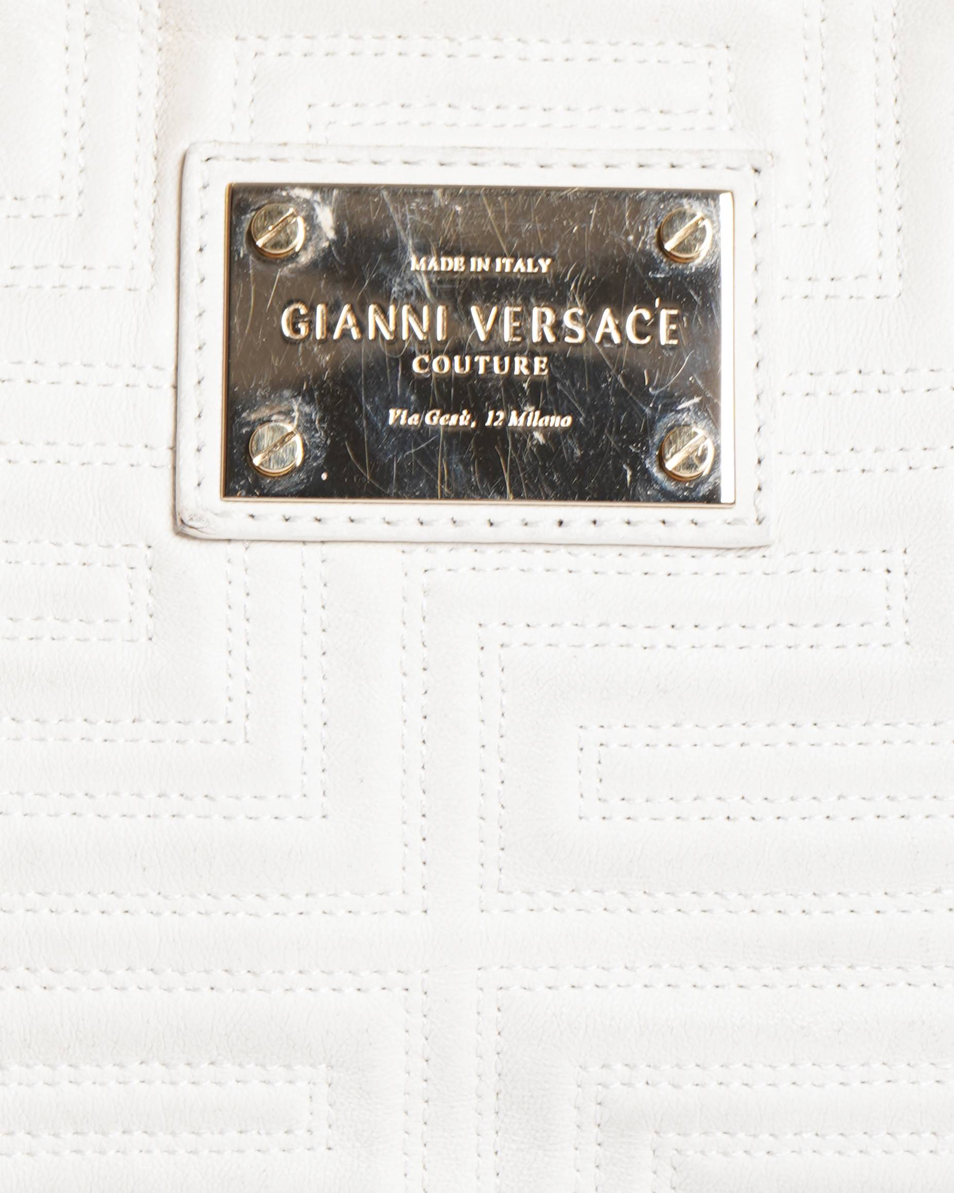 Gianni Versace quilted chain satchel handbag in white