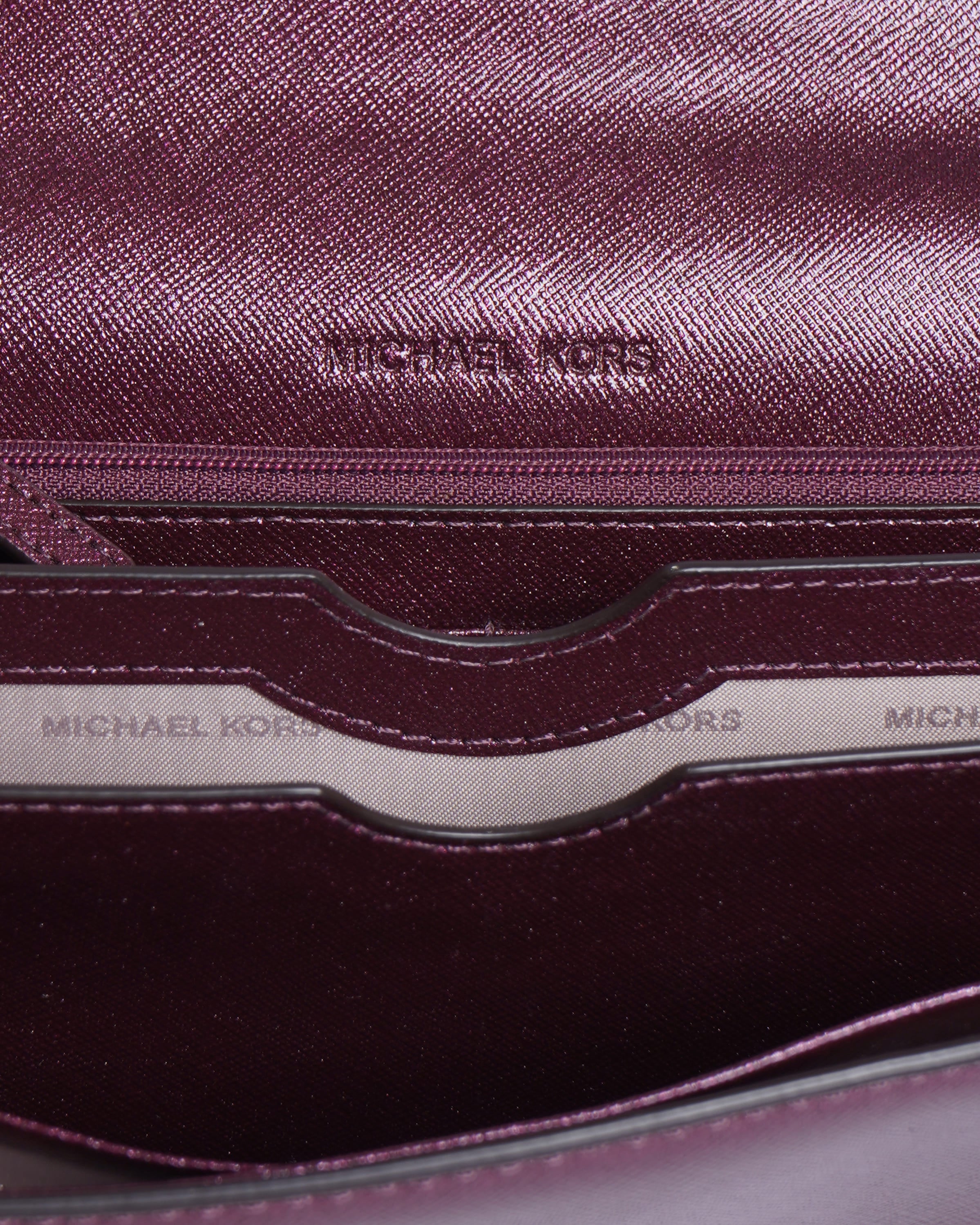 New Michael Kors Ava Jeweled Clutch Handle Crossbody Chain in Burgundy