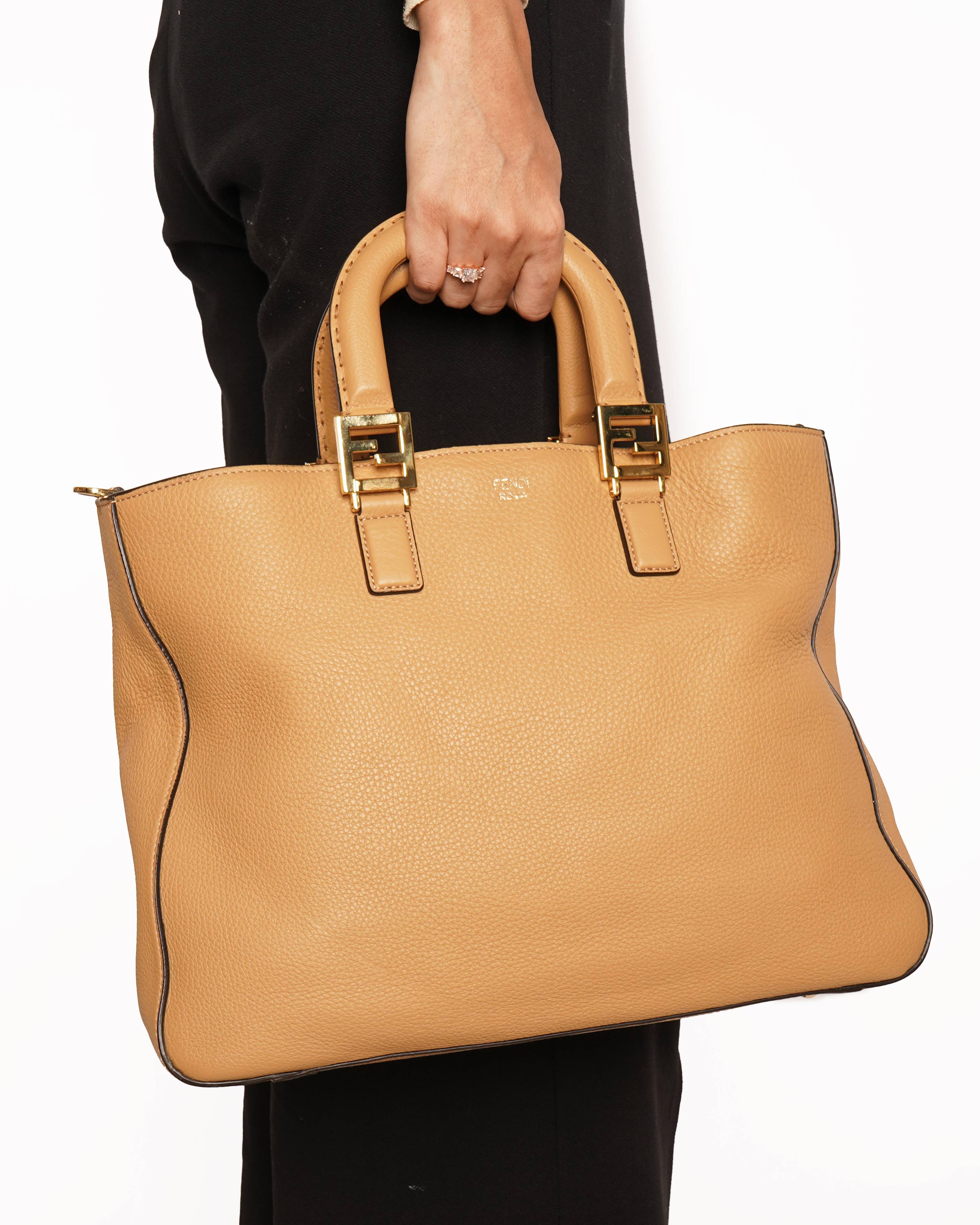 Fendi Selleria Romano Leather Tote Shoulder Bag