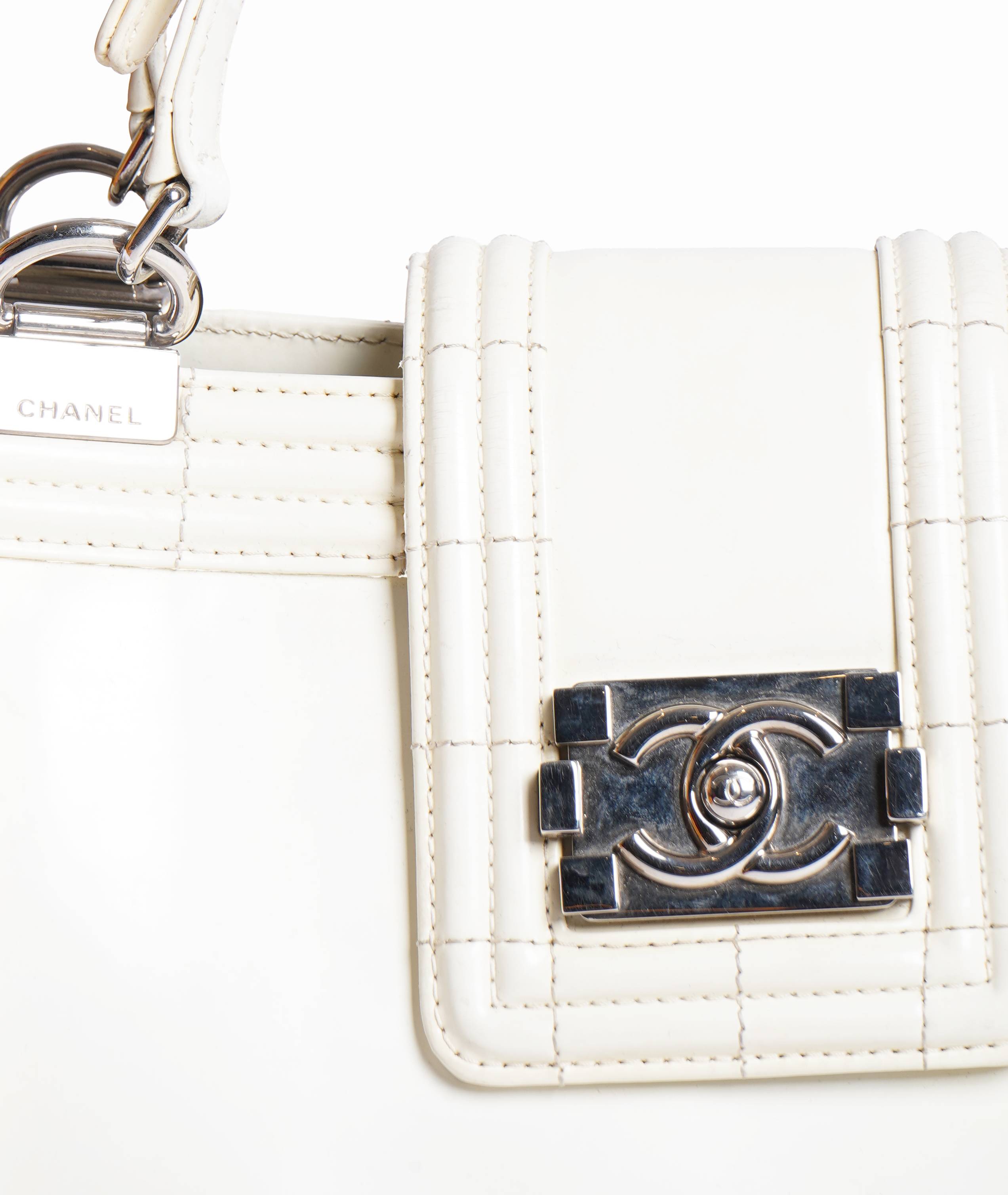 Chanel Off-white Leather Reverso Boy Tote Bag
