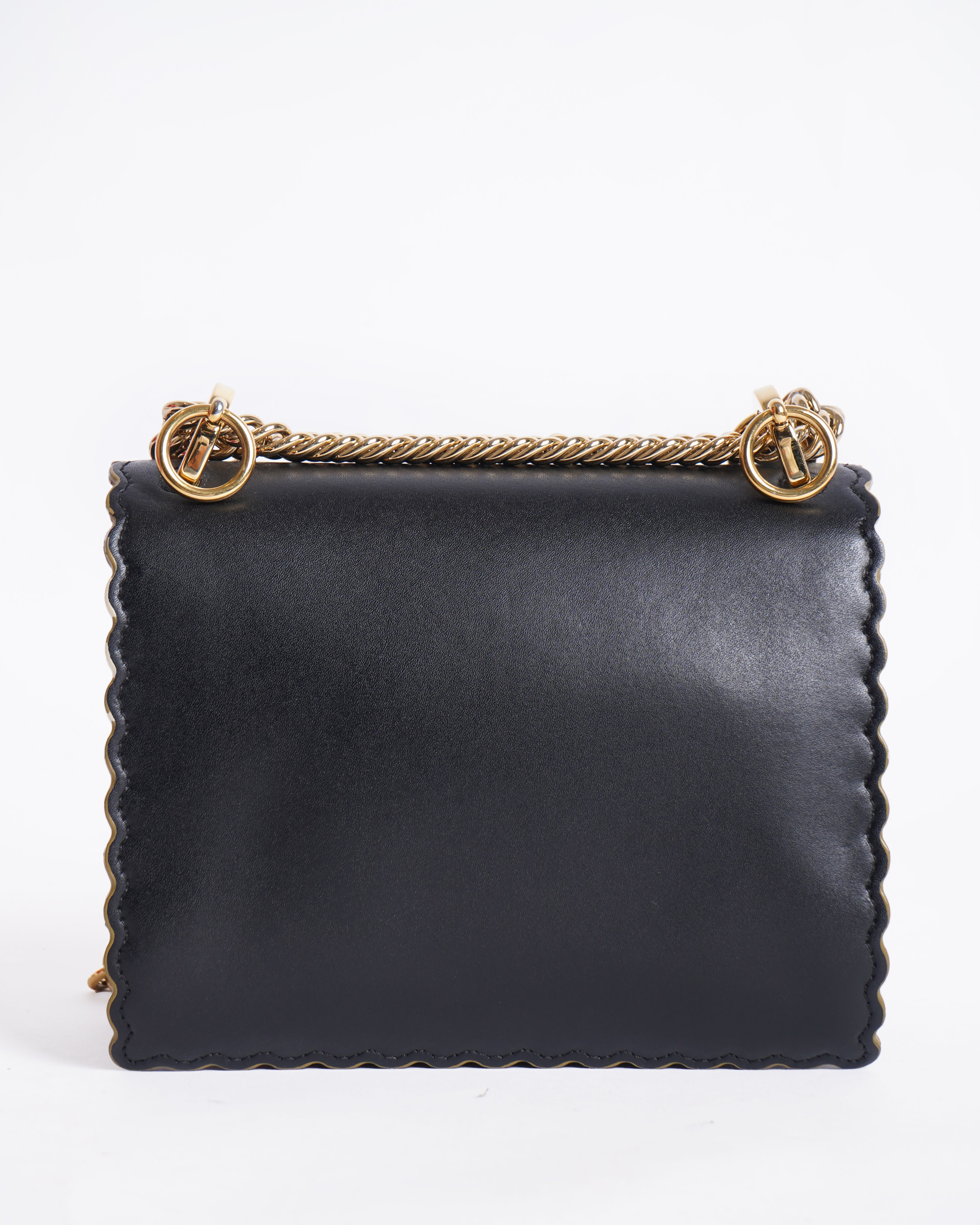 Fendi Black Kan Scalloped Shoulder Bag