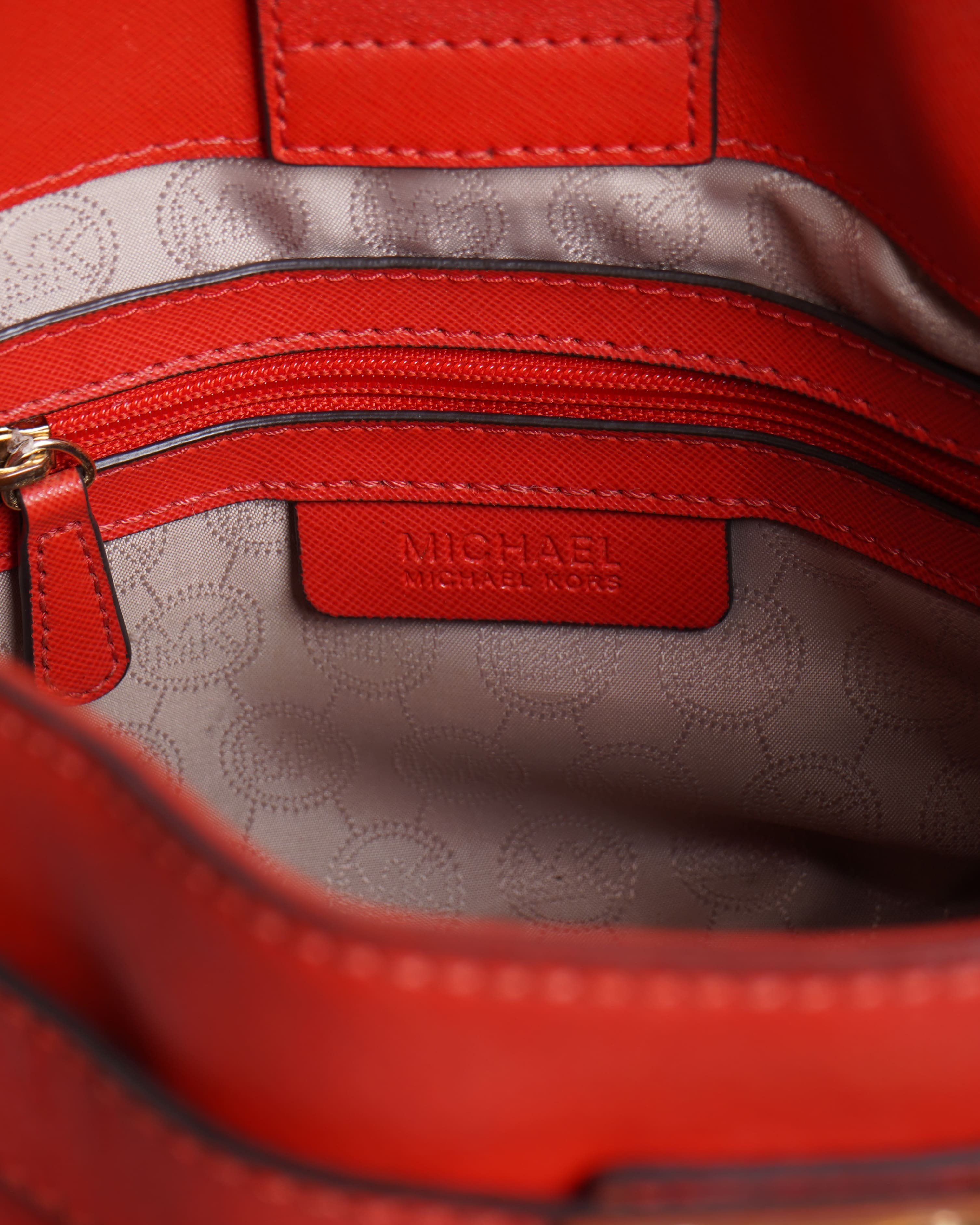 Michael Kors Red-Orange Leather Satchel Bag