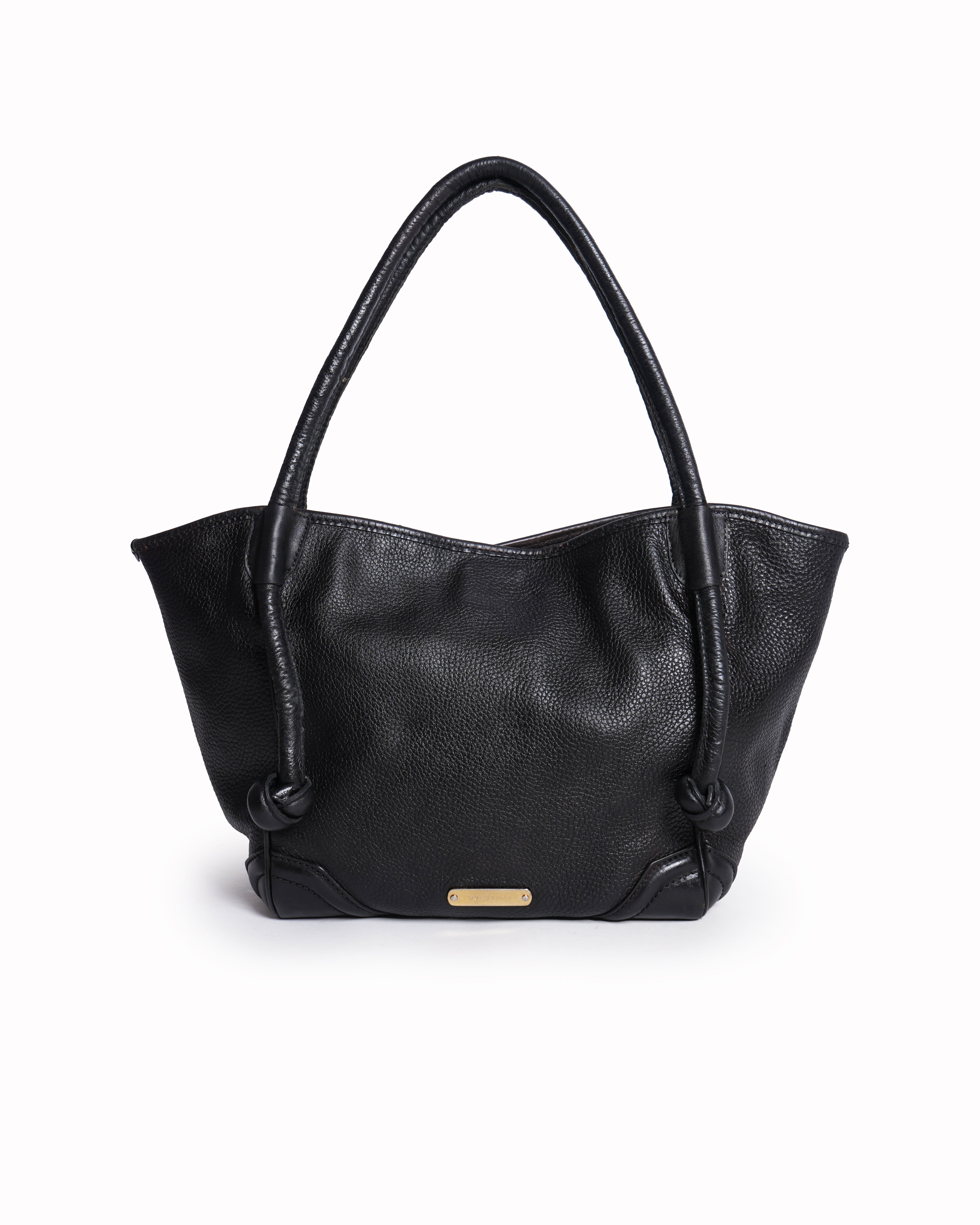 Burberry black leather tote bag