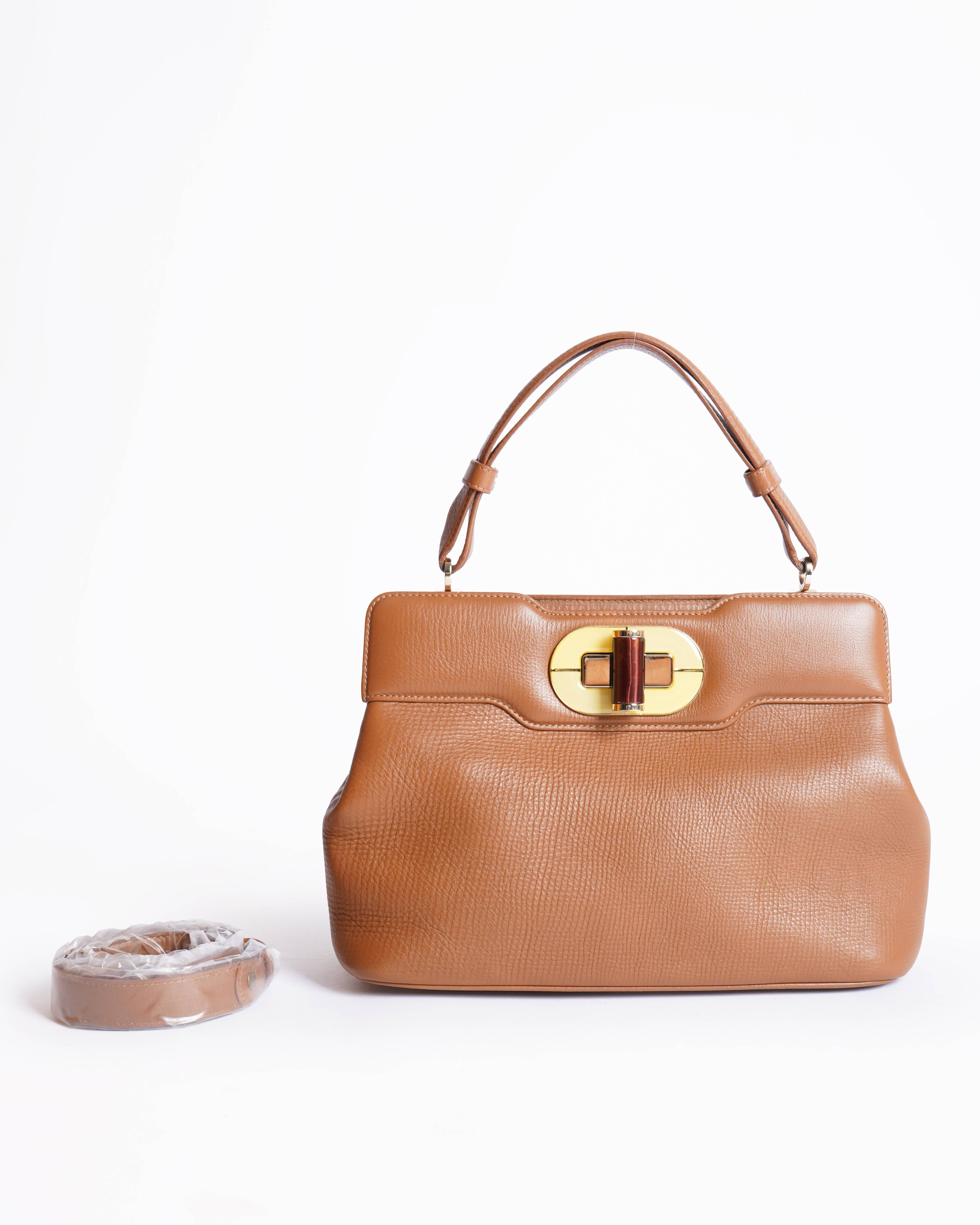 Bvlgari Isabella Rossellini Tan Leather Top Handle Bag