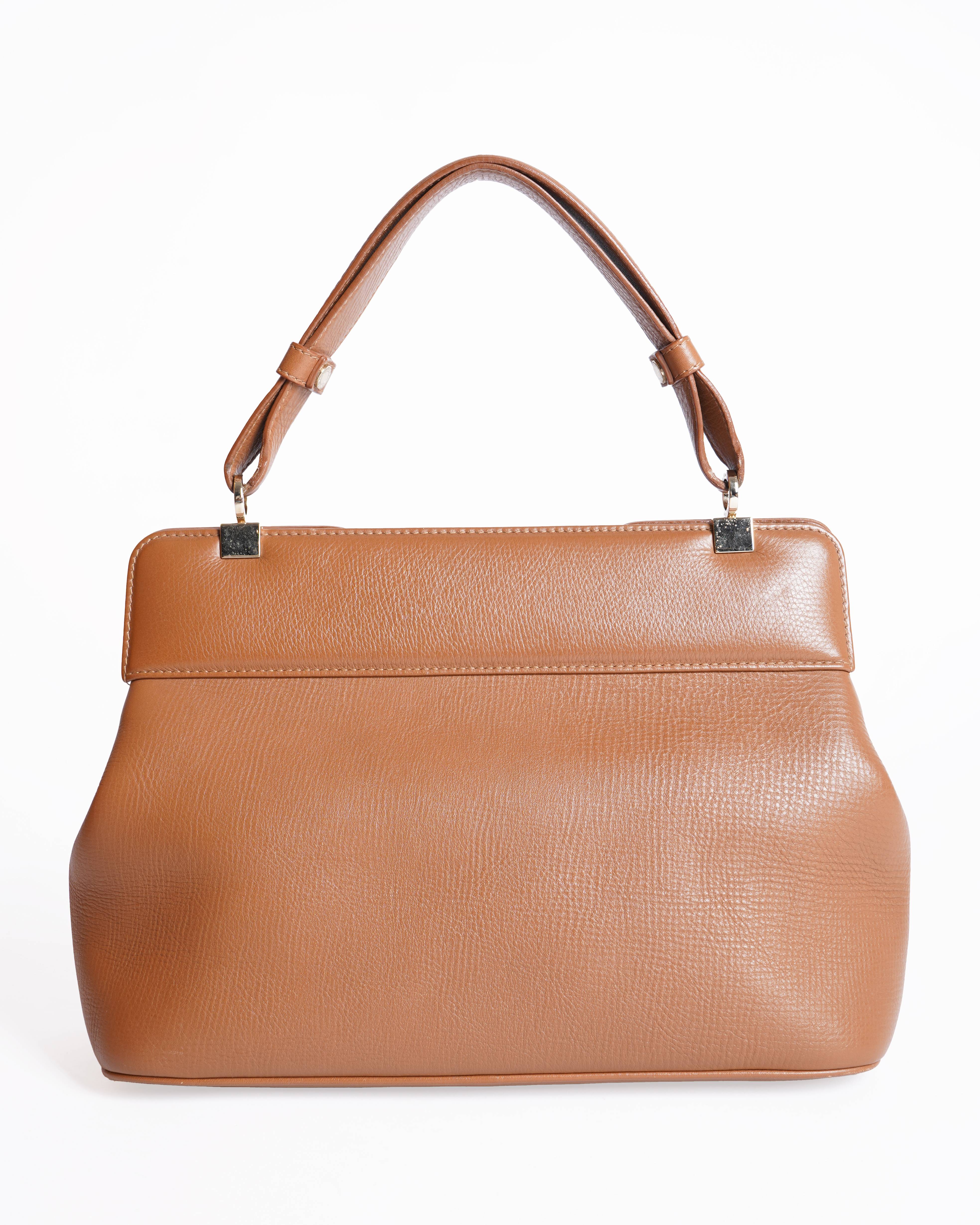 Bvlgari Isabella Rossellini Tan Leather Top Handle Bag