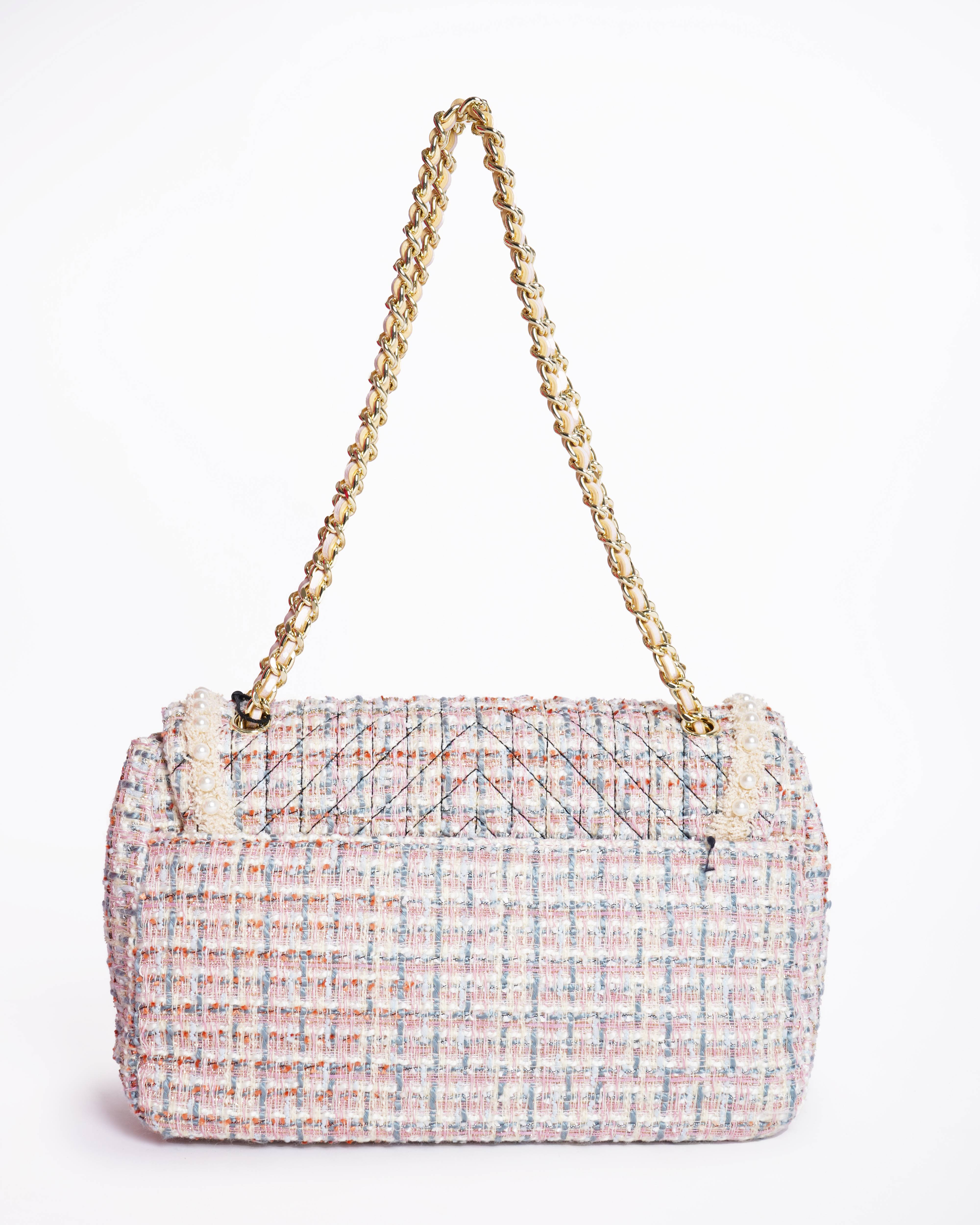 New Karl Lagerfeld Medium Pearl Shoulder Bag In Tweed