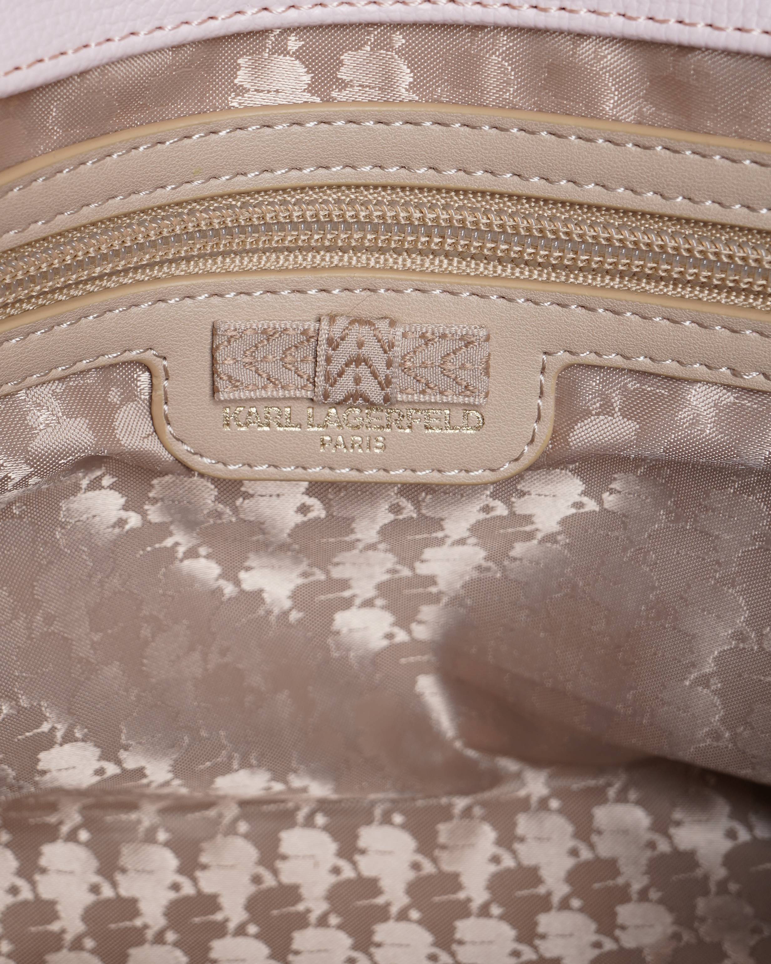 New Karl Lagerfeld Medium Pearl Shoulder Bag In Tweed