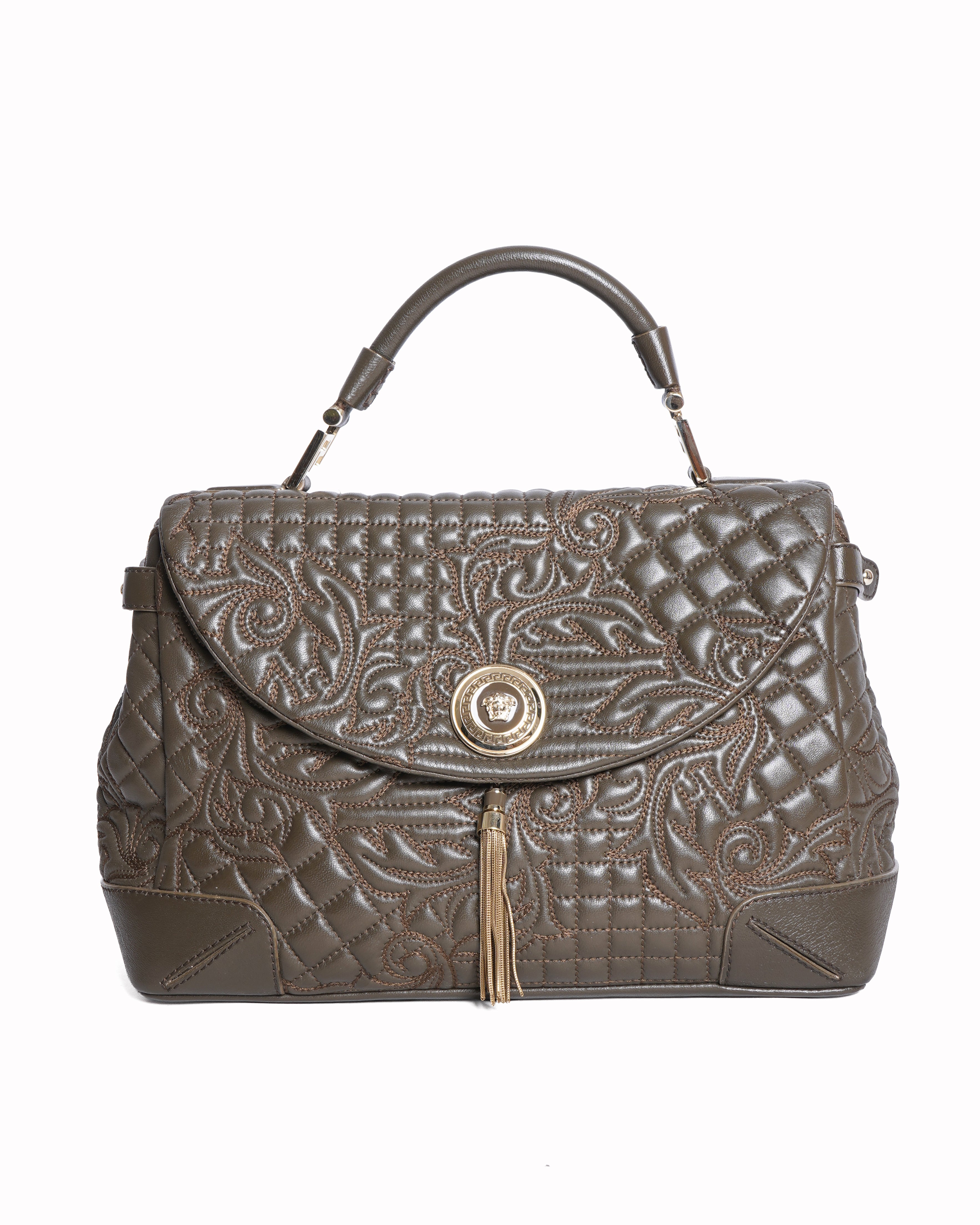 Versace altea baroque quilted top handle bag