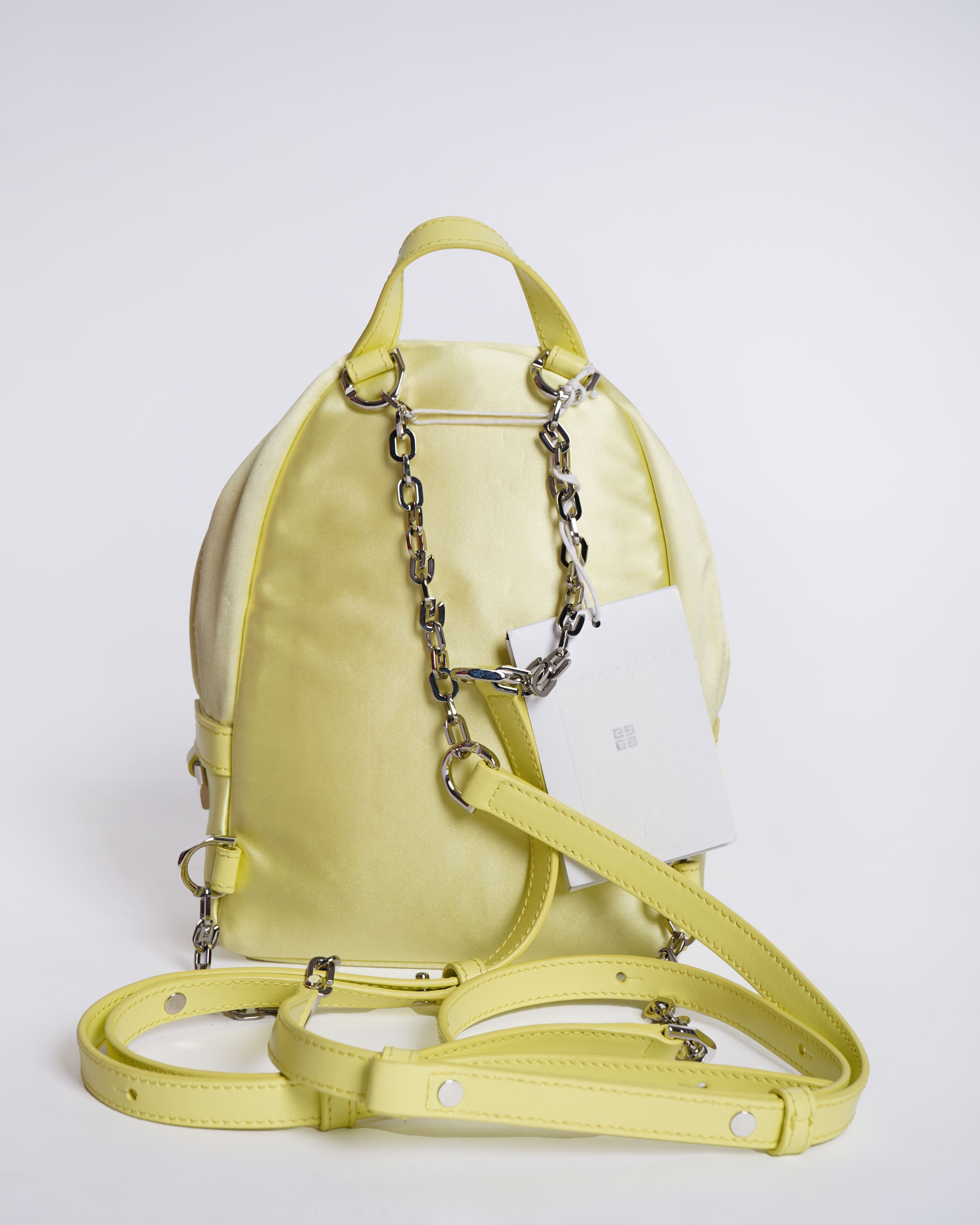 New Givenchy Leather Mini Backpack In Lime Yellow