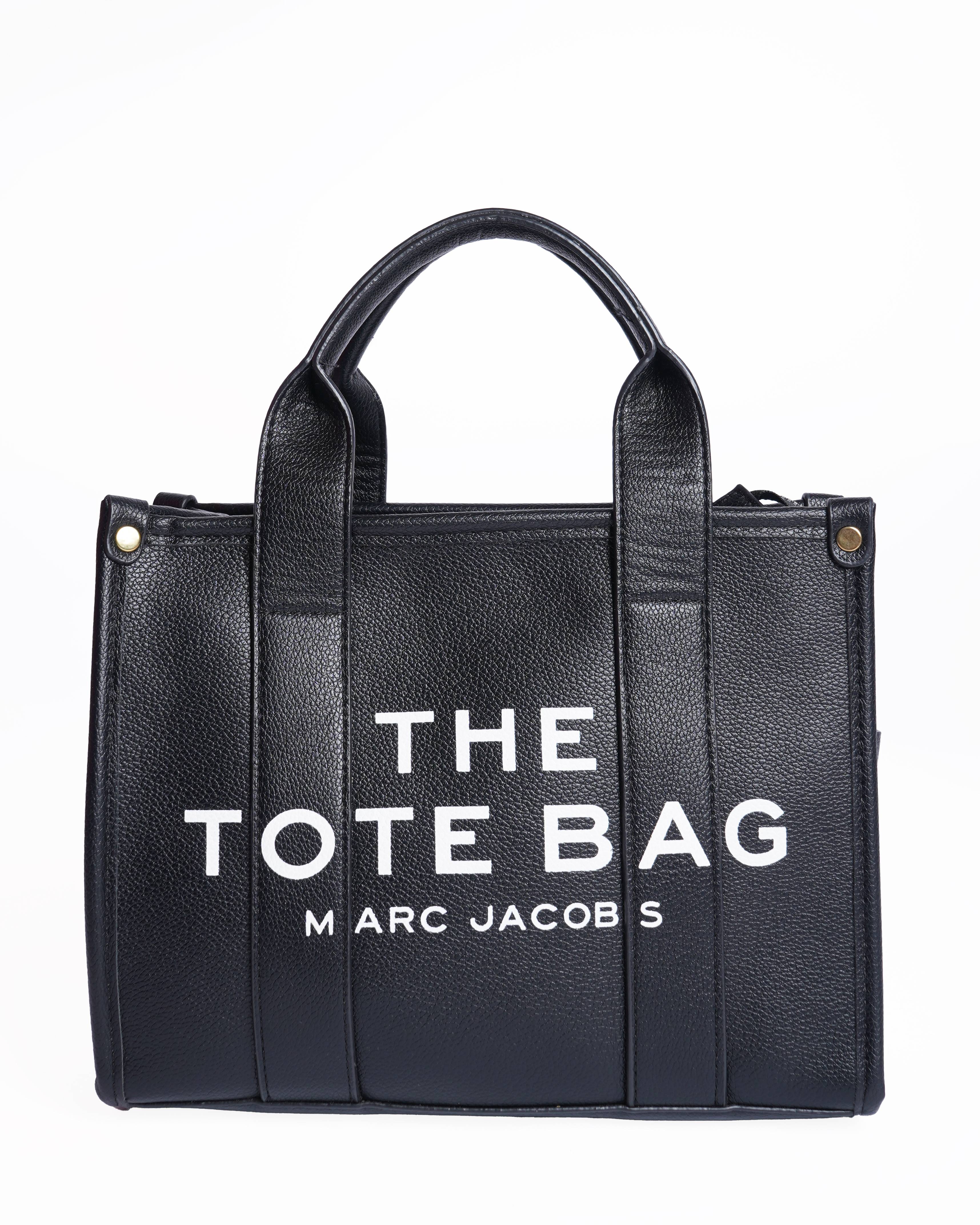 The marc jacobs black leather small tote bag